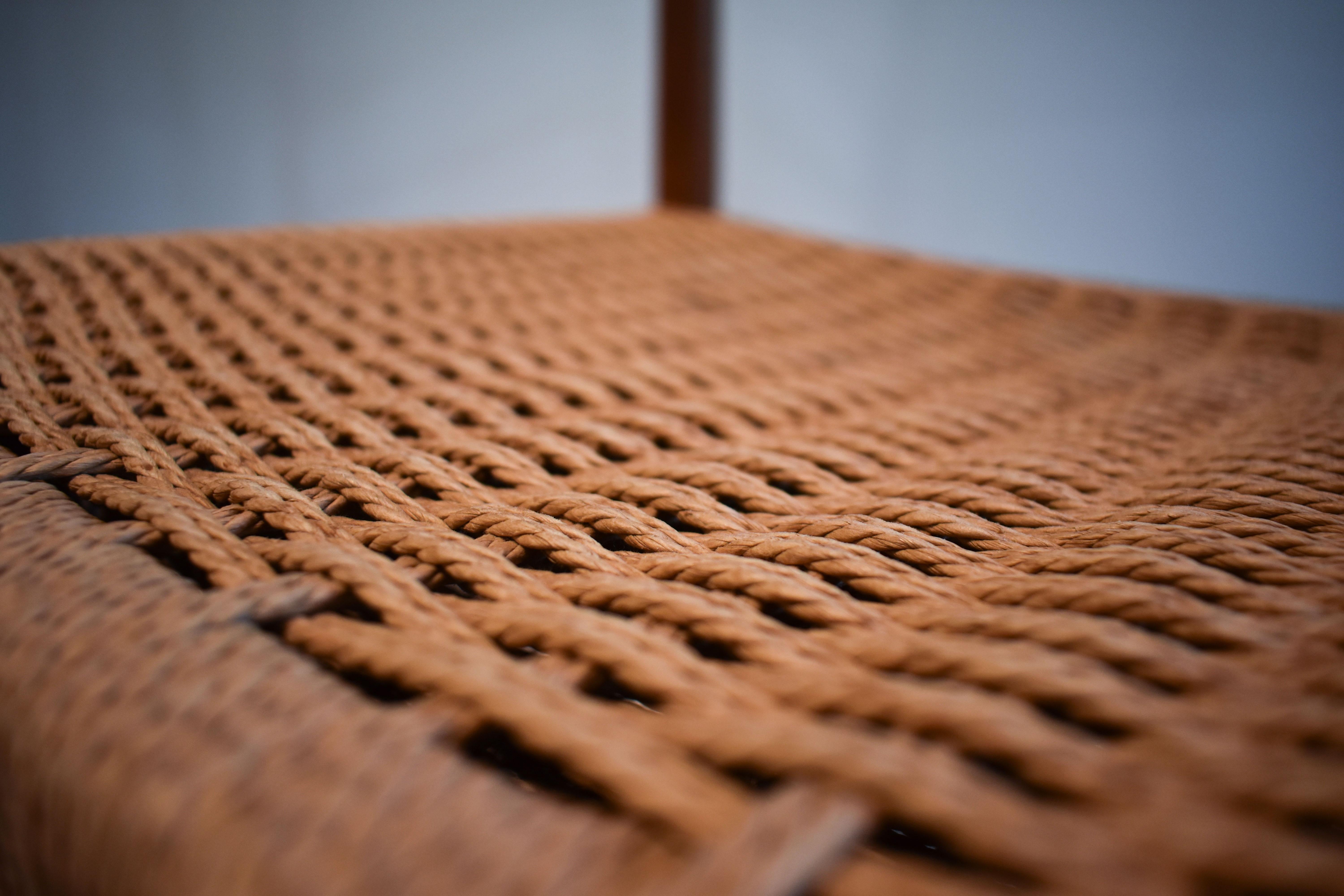 Woven Midcentury Karen Margreta Imports of Corona Del Mar Teak & Sisal Chairs For Sale