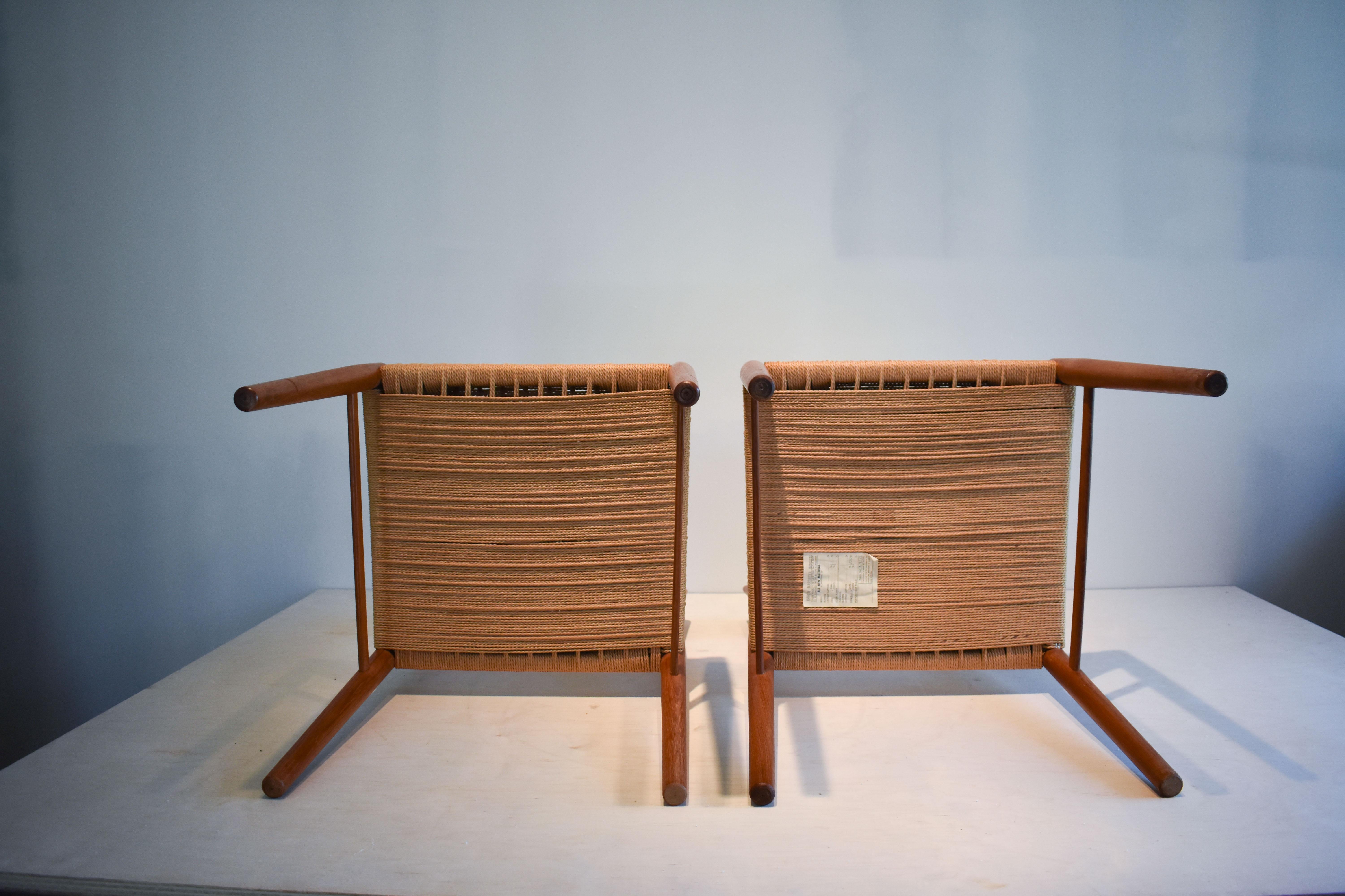 Midcentury Karen Margreta Imports of Corona Del Mar Teak & Sisal Chairs For Sale 1