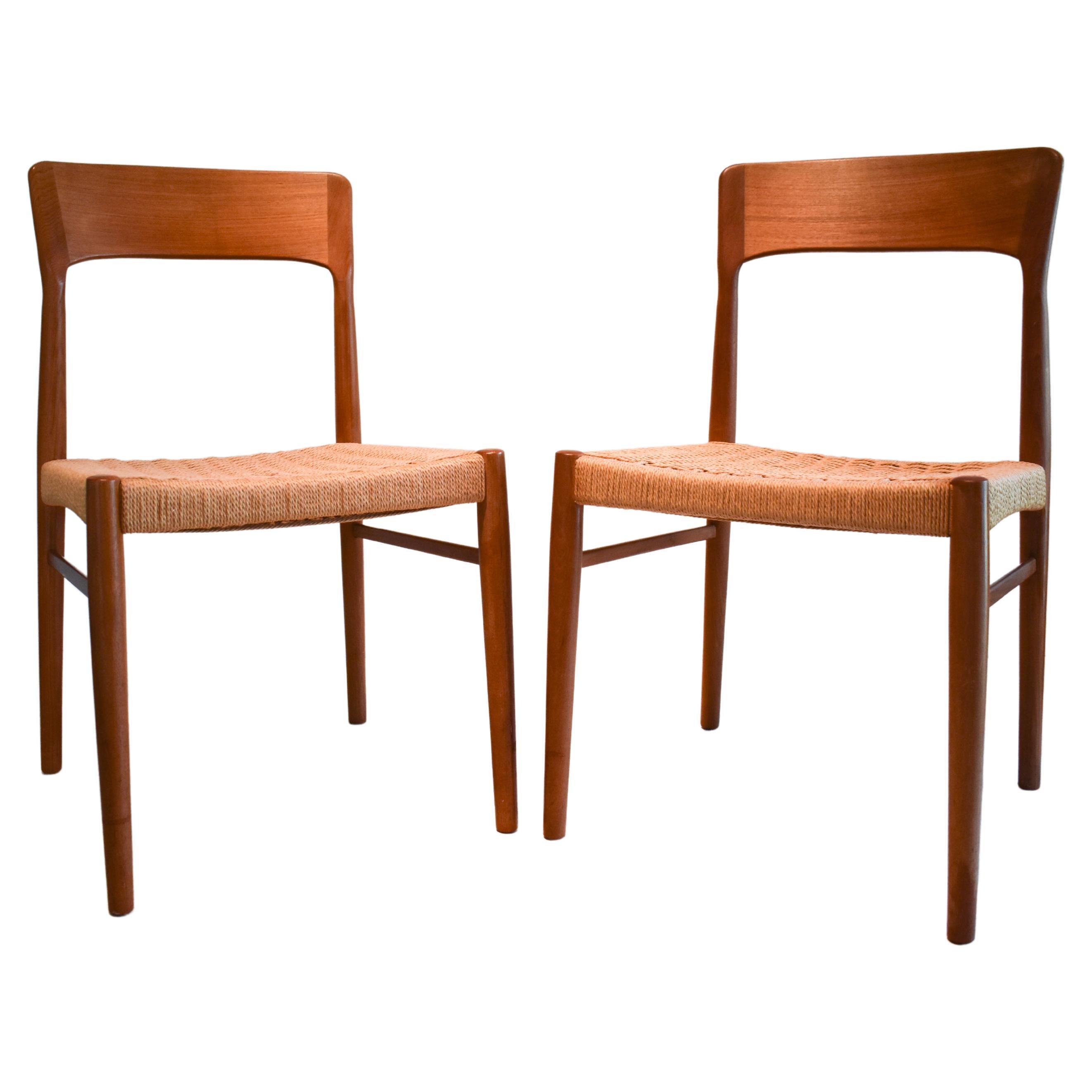 Midcentury Karen Margreta Imports of Corona Del Mar Teak & Sisal Chairs For Sale
