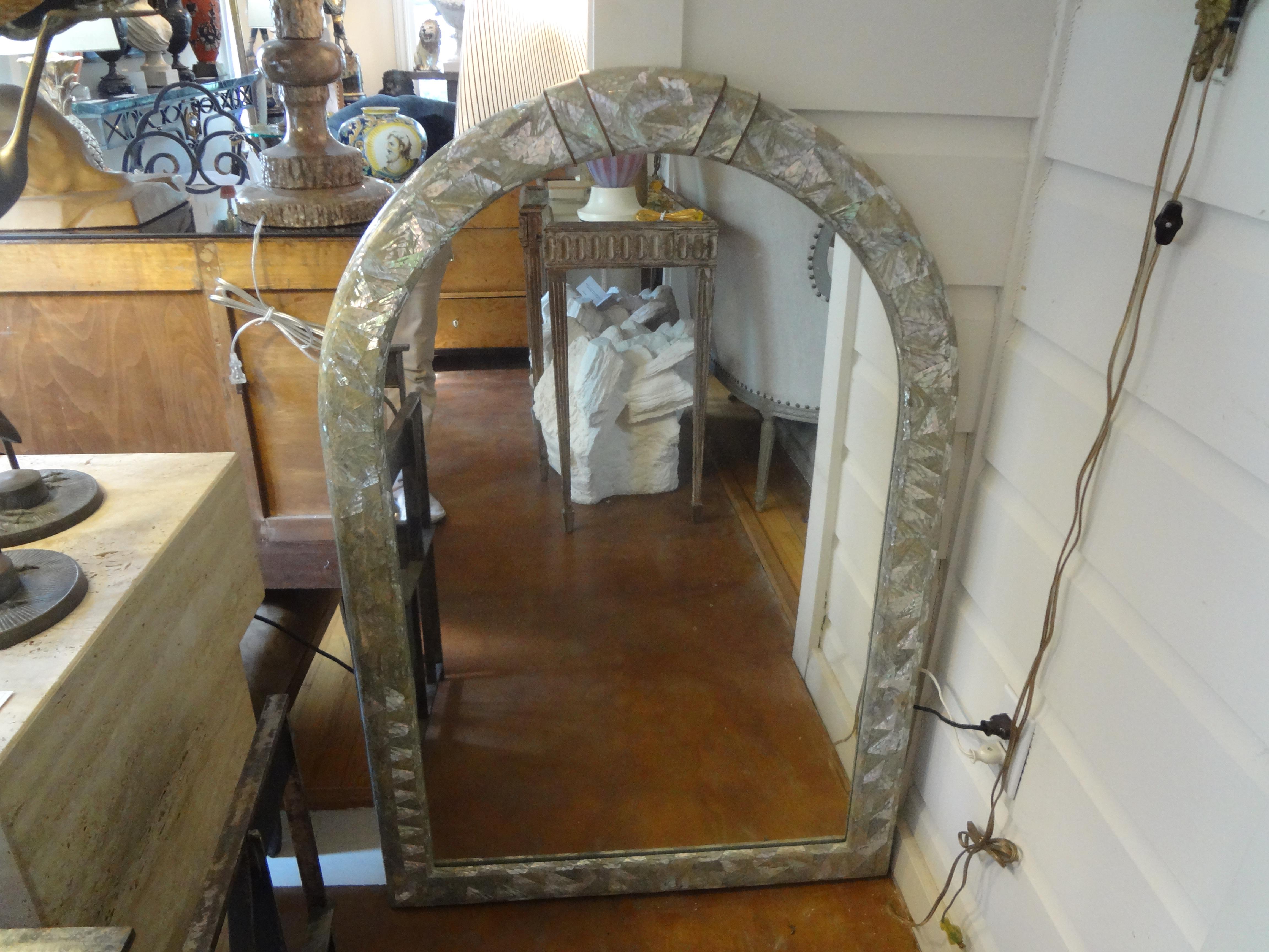 Late 20th Century Midcentury Karl Springer Inspired Abalone Mirror