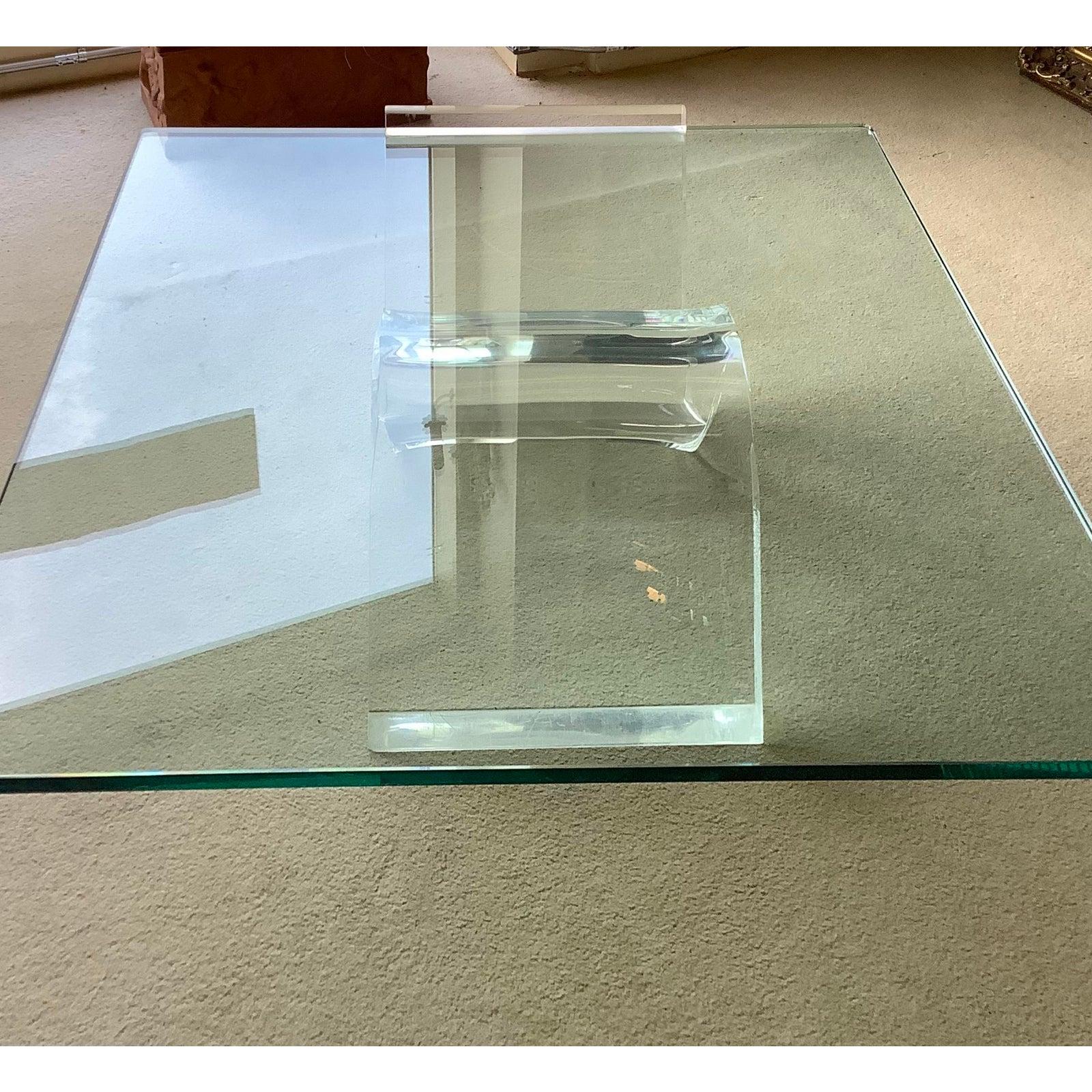 Mid-Century Modern Midcentury Karl Springer Style Acrylic Cantilevered Cocktail Table