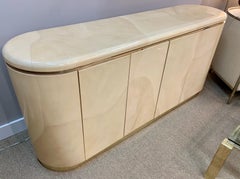 Mid-Century Karl Springer Style Lacquered Goatskin Lacquered Credenza Server