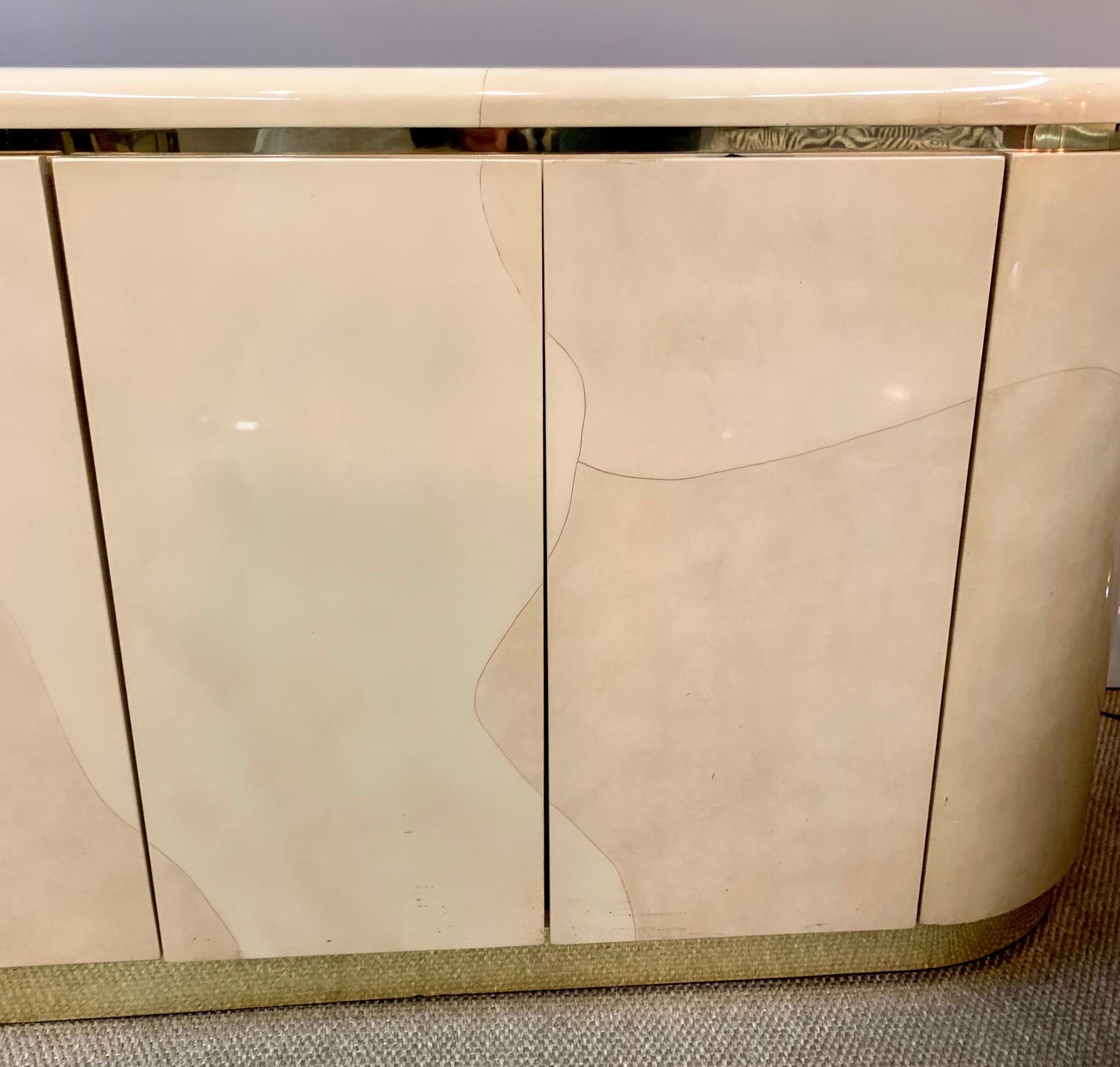 American Mid-Century Karl Springer Style Lacquered Goatskin Lacquered Credenza Server