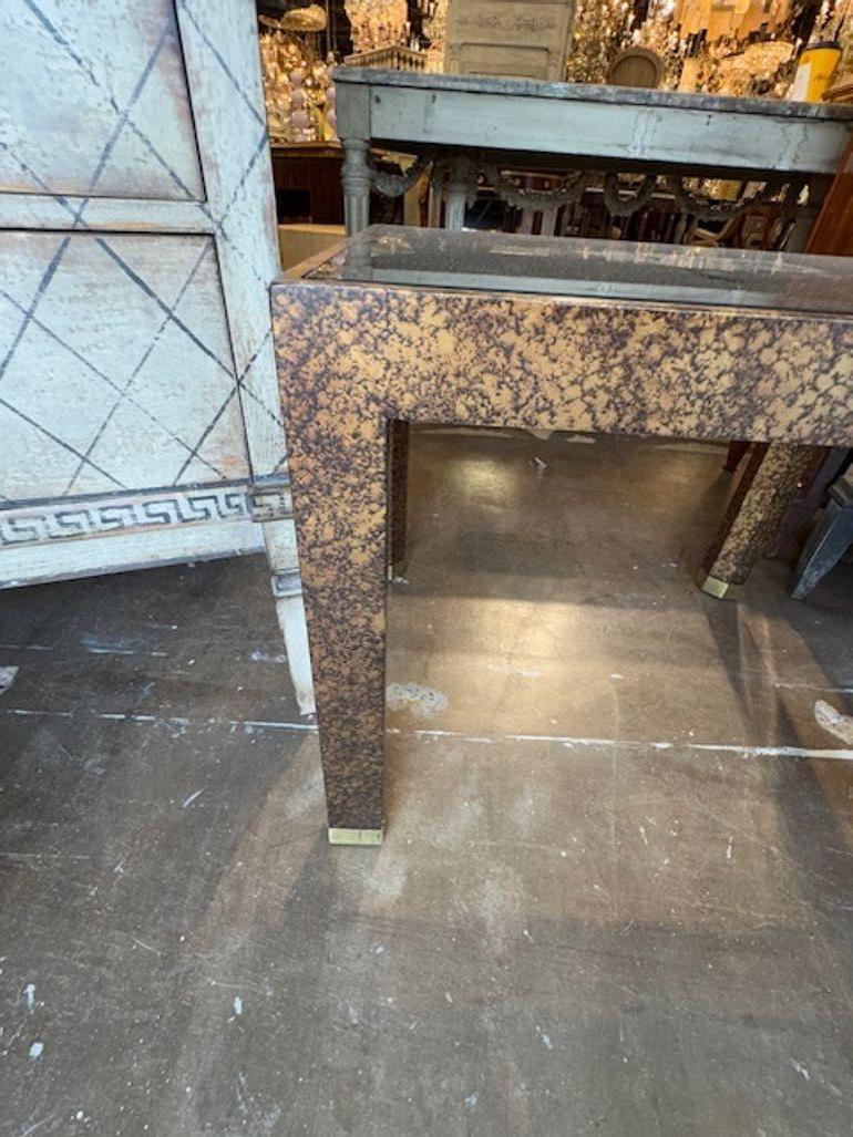 Mid Century Karl Springer Tortoise Side Table In Good Condition For Sale In Dallas, TX