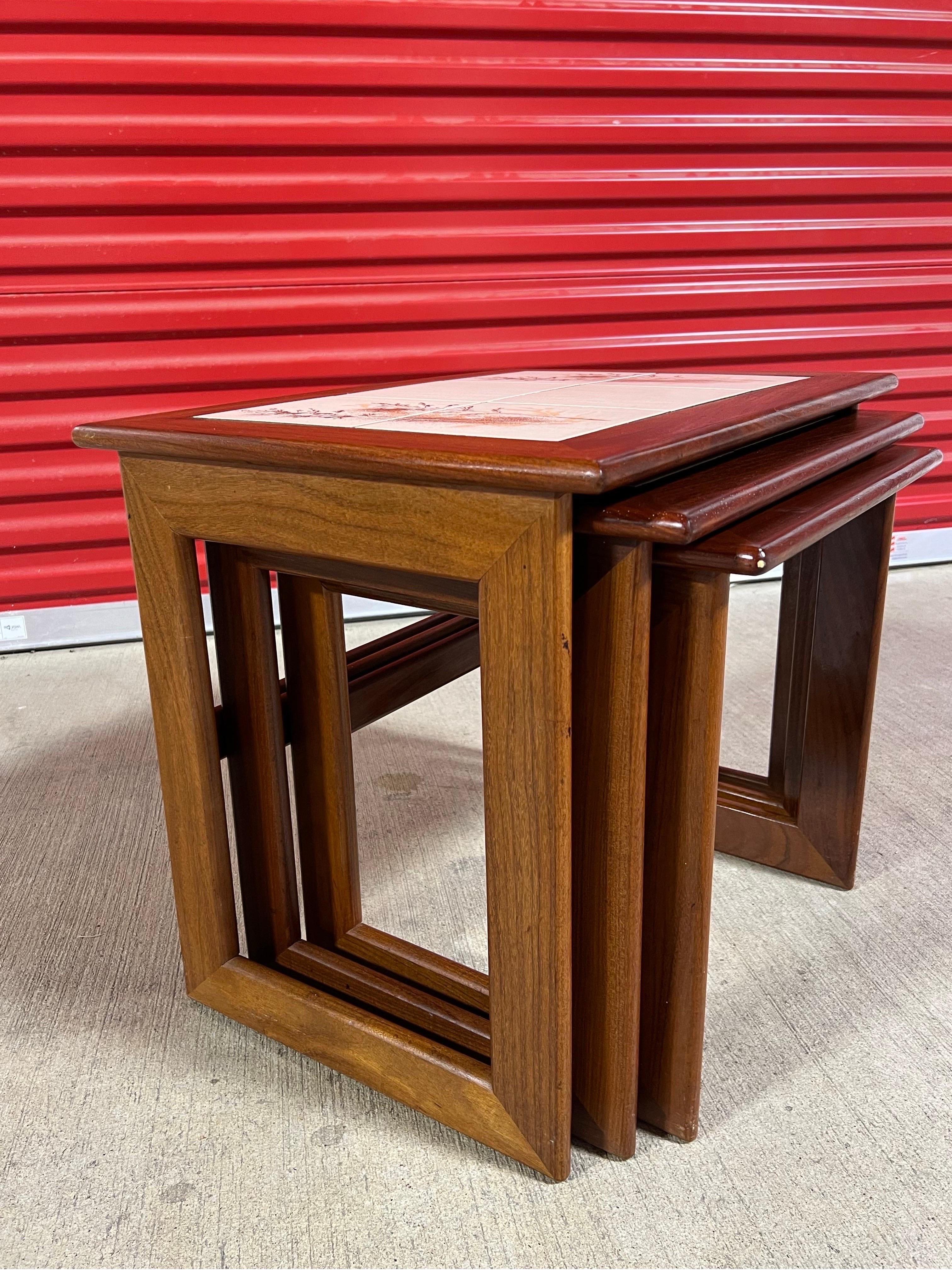 Mid-20th Century Mid Century Keith Eatwell Tiled Nesting Tables - Set of 3 For Sale