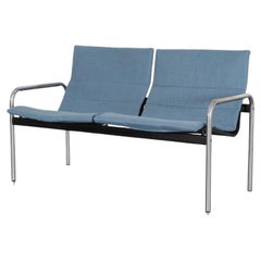 Causeuse "Ultrex" du milieu du siècle Kembo avec housses de sièges bleu Light et cadre chromé