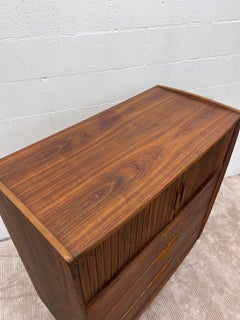 Mid-Century Kent Coffey Cadence Highboy Dresser with Tambour-Style Doors