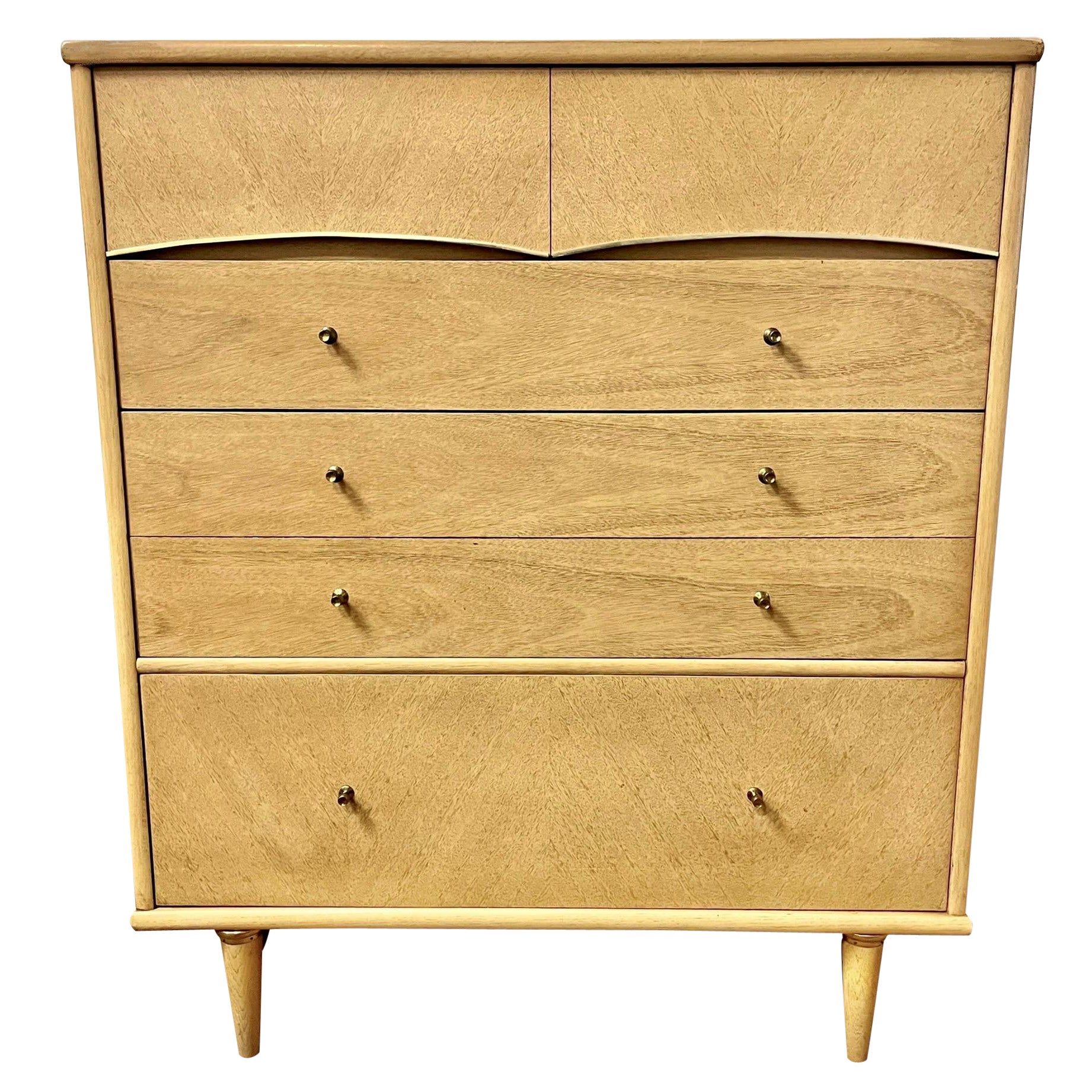 Mid-Century Kent Coffey Debonaire Bleached Mahogany Tall Chest Dresser