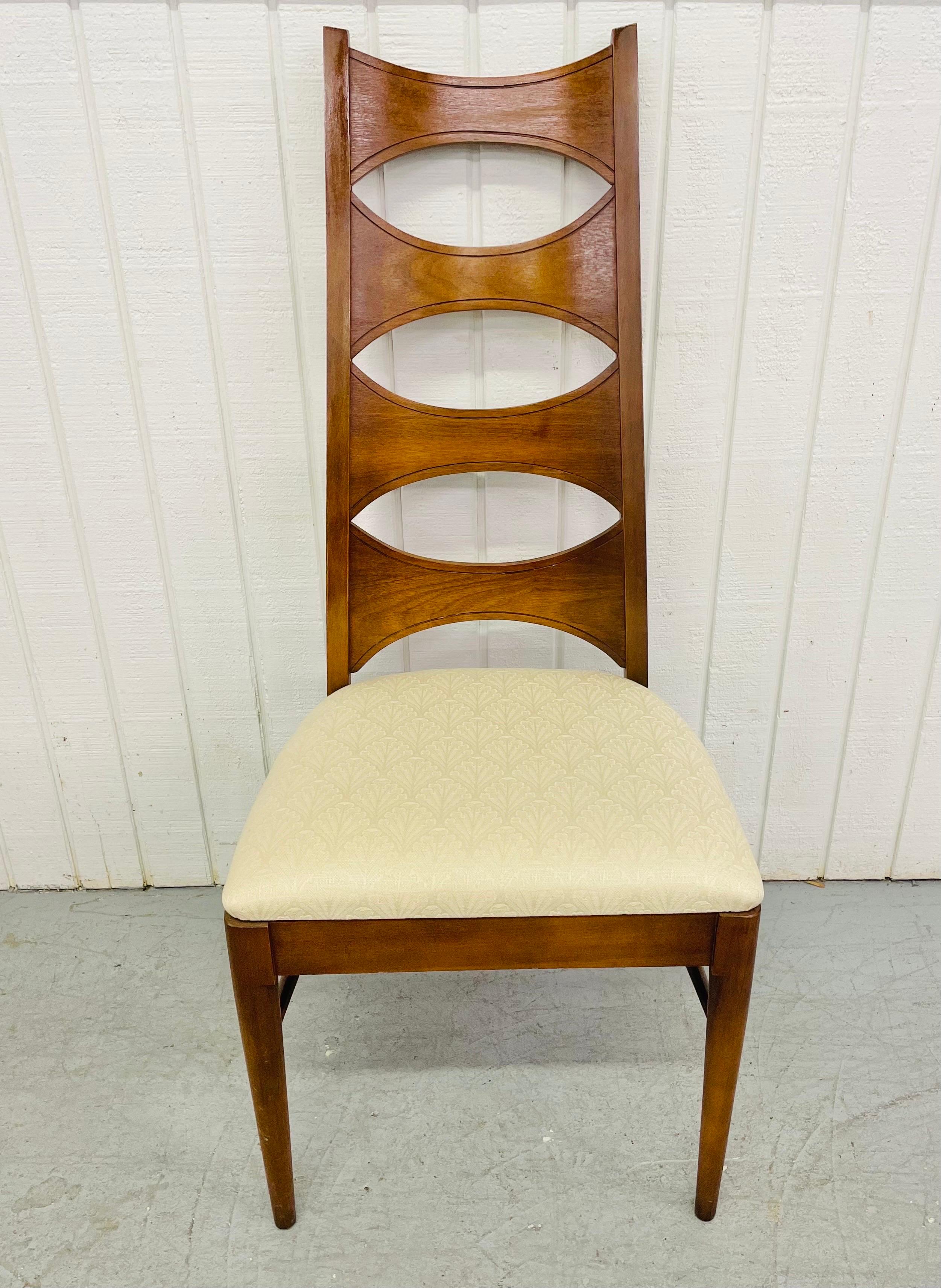 American Mid-Century Kent Coffey Perspecta Cats-Eye Walnut Dining Chairs, Set of 6