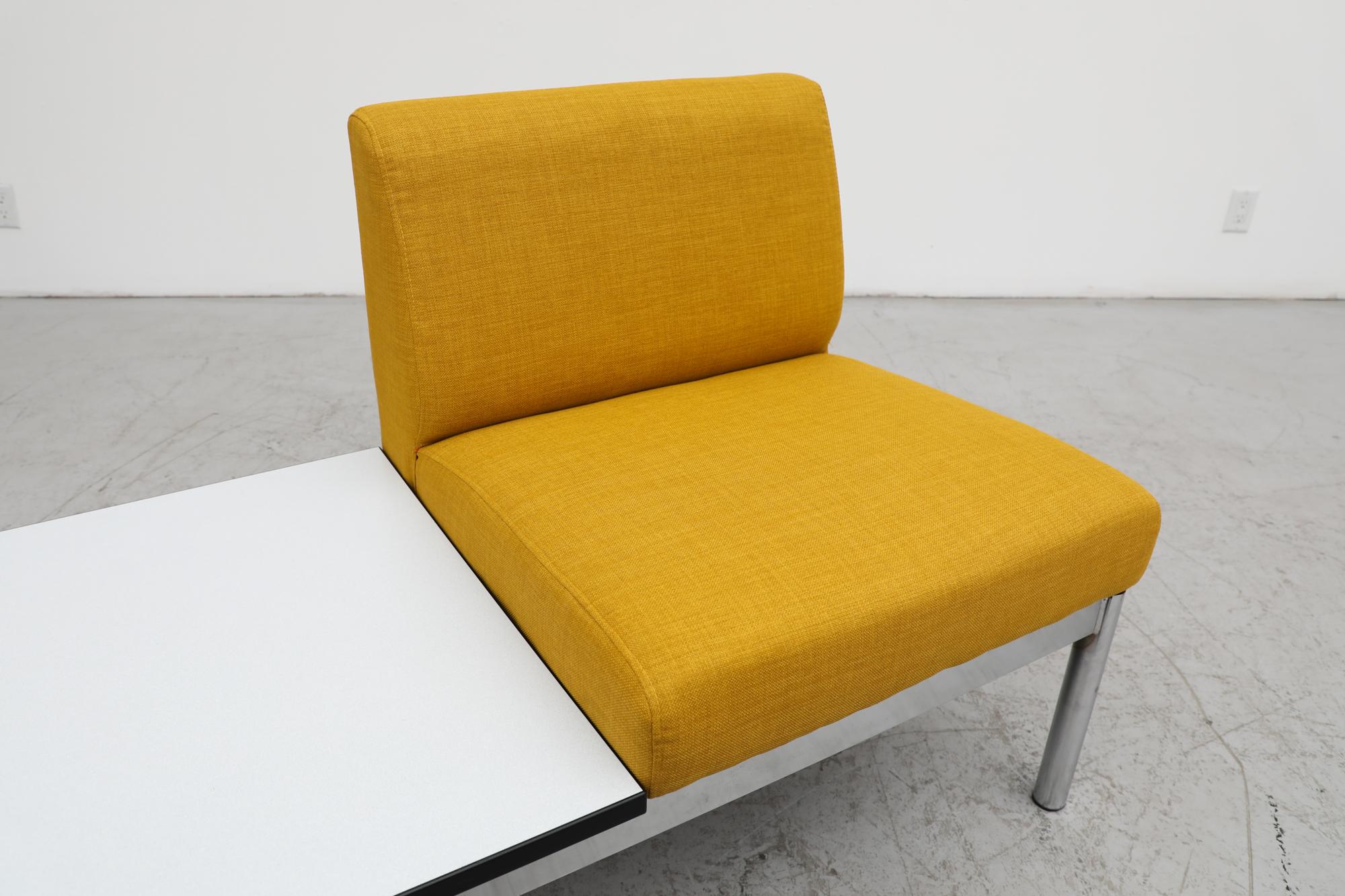 Mid-Century Kho Liang Ie Style Yellow Chair with Chrome Legs and Connected Table For Sale 4