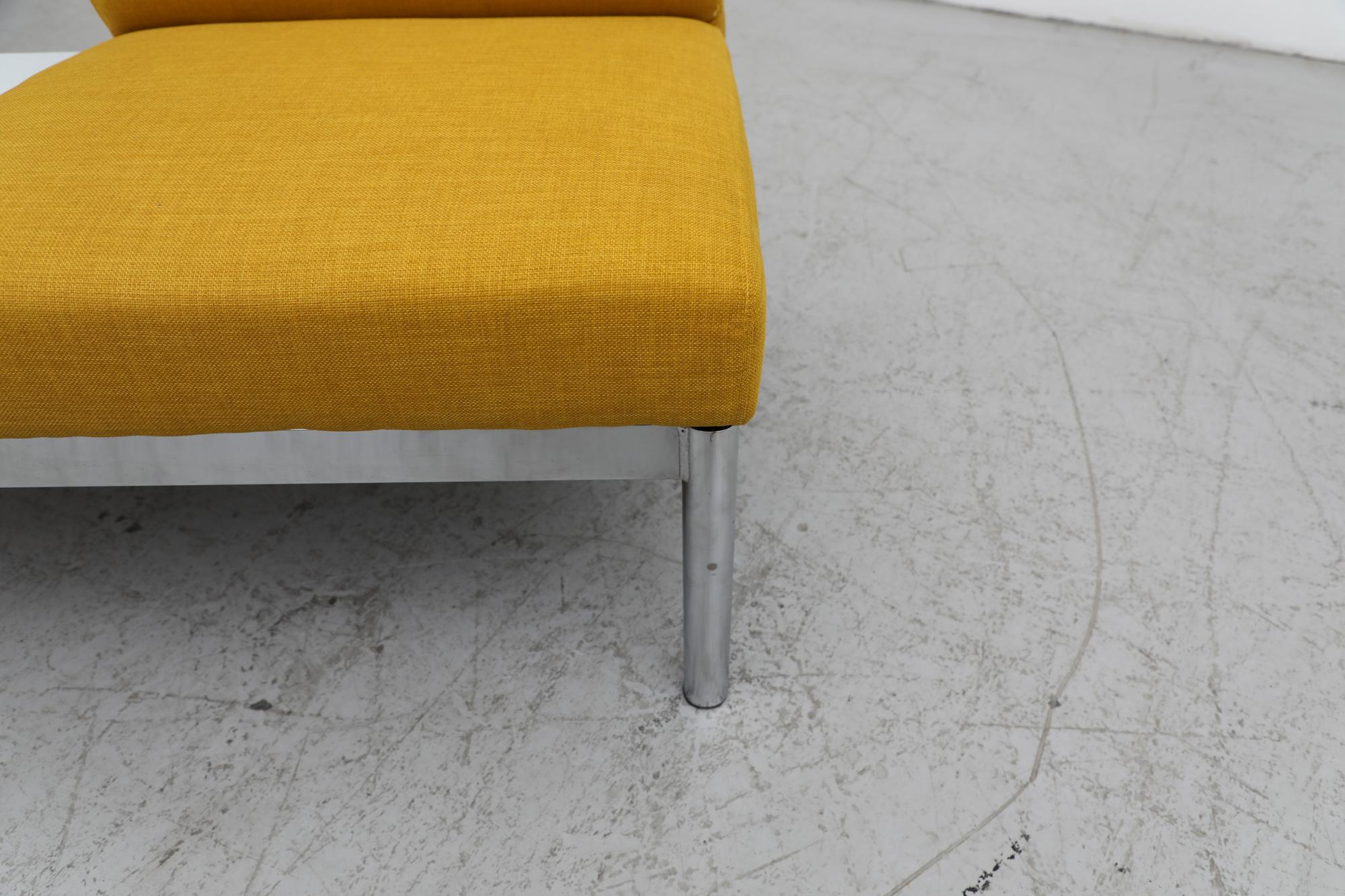 Mid-Century Kho Liang Ie Style Yellow Chair with Chrome Legs and Connected Table For Sale 7