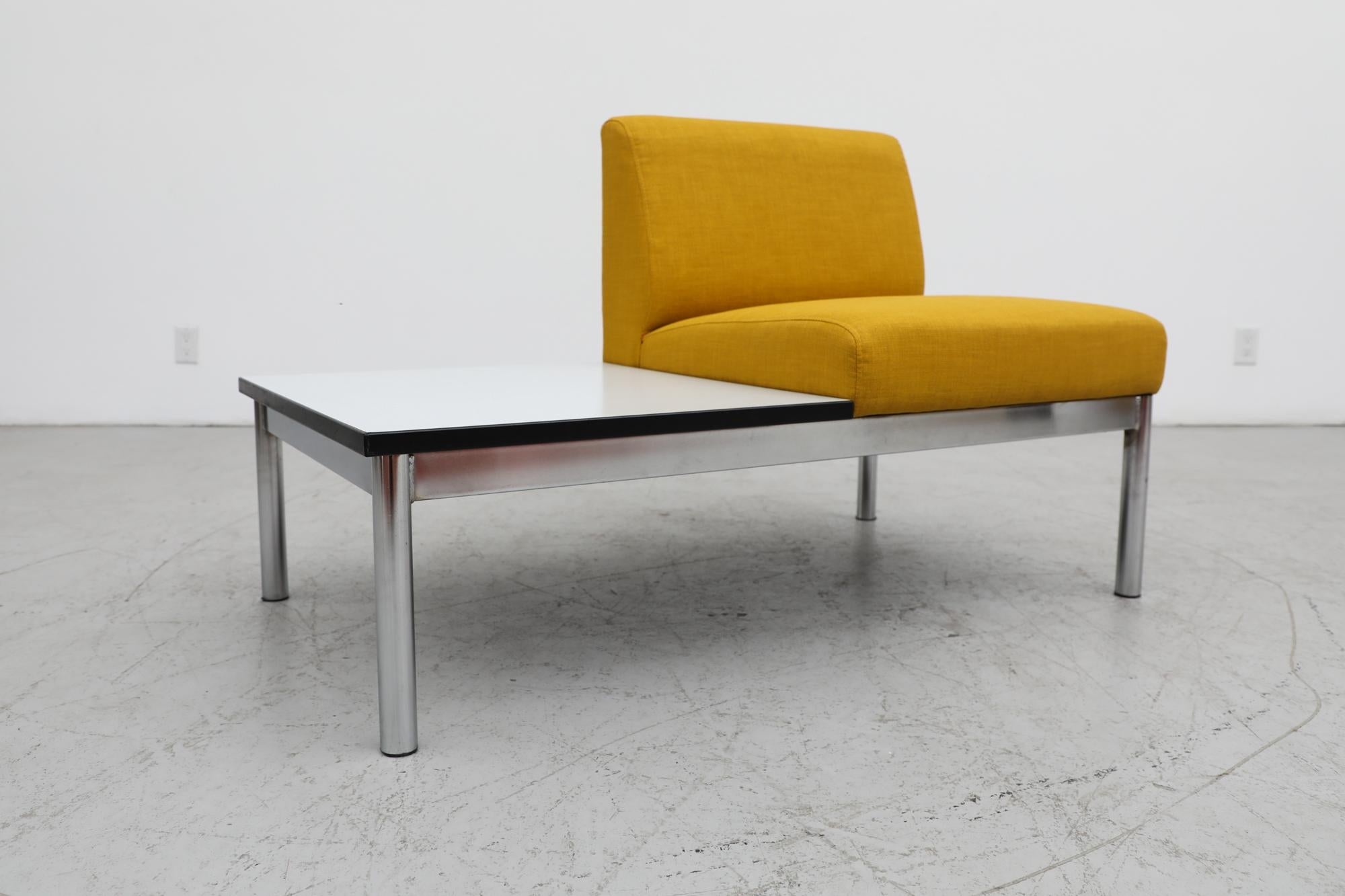 Mid-Century Kho Liang Ie Style Yellow Chair with Chrome Legs and Connected Table For Sale 8