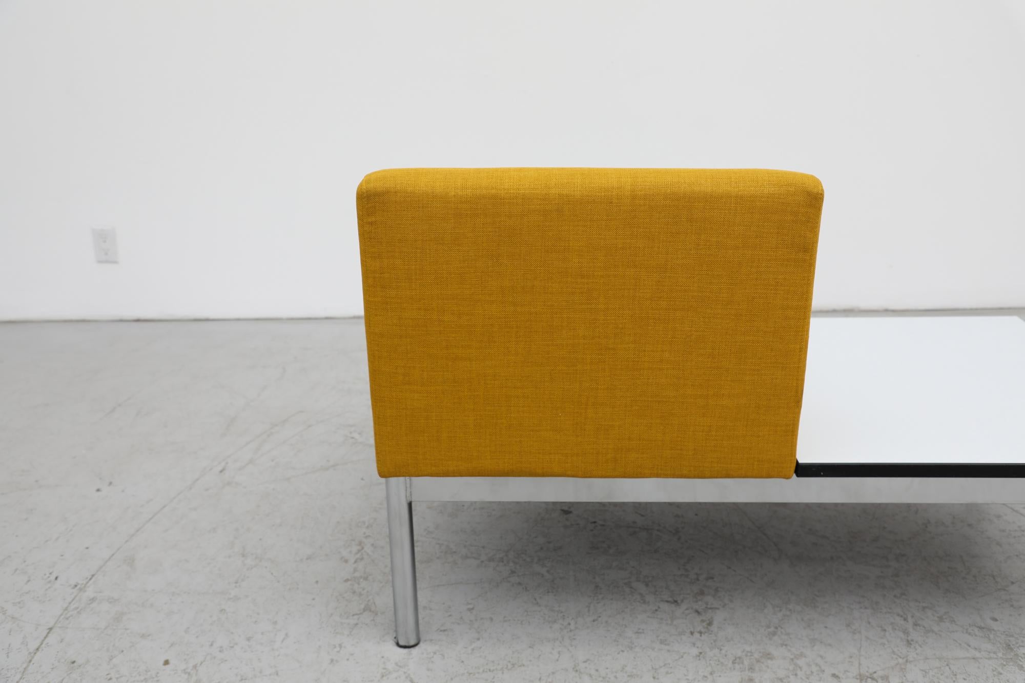 Mid-Century Kho Liang Ie Style Yellow Chair with Chrome Legs and Connected Table For Sale 1