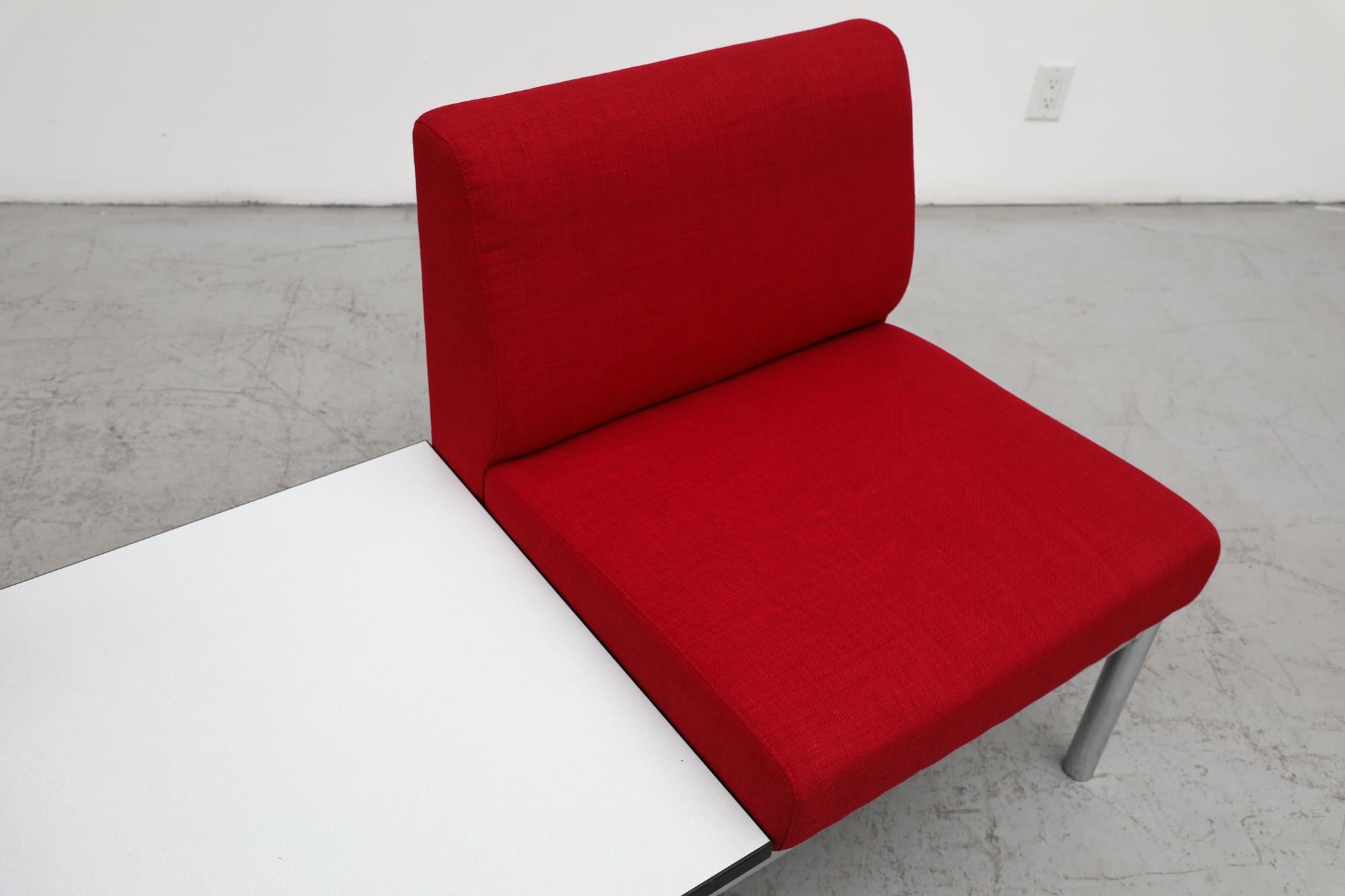 Mid-Century Kho Liang Style Red Loveseat with Center Table 4