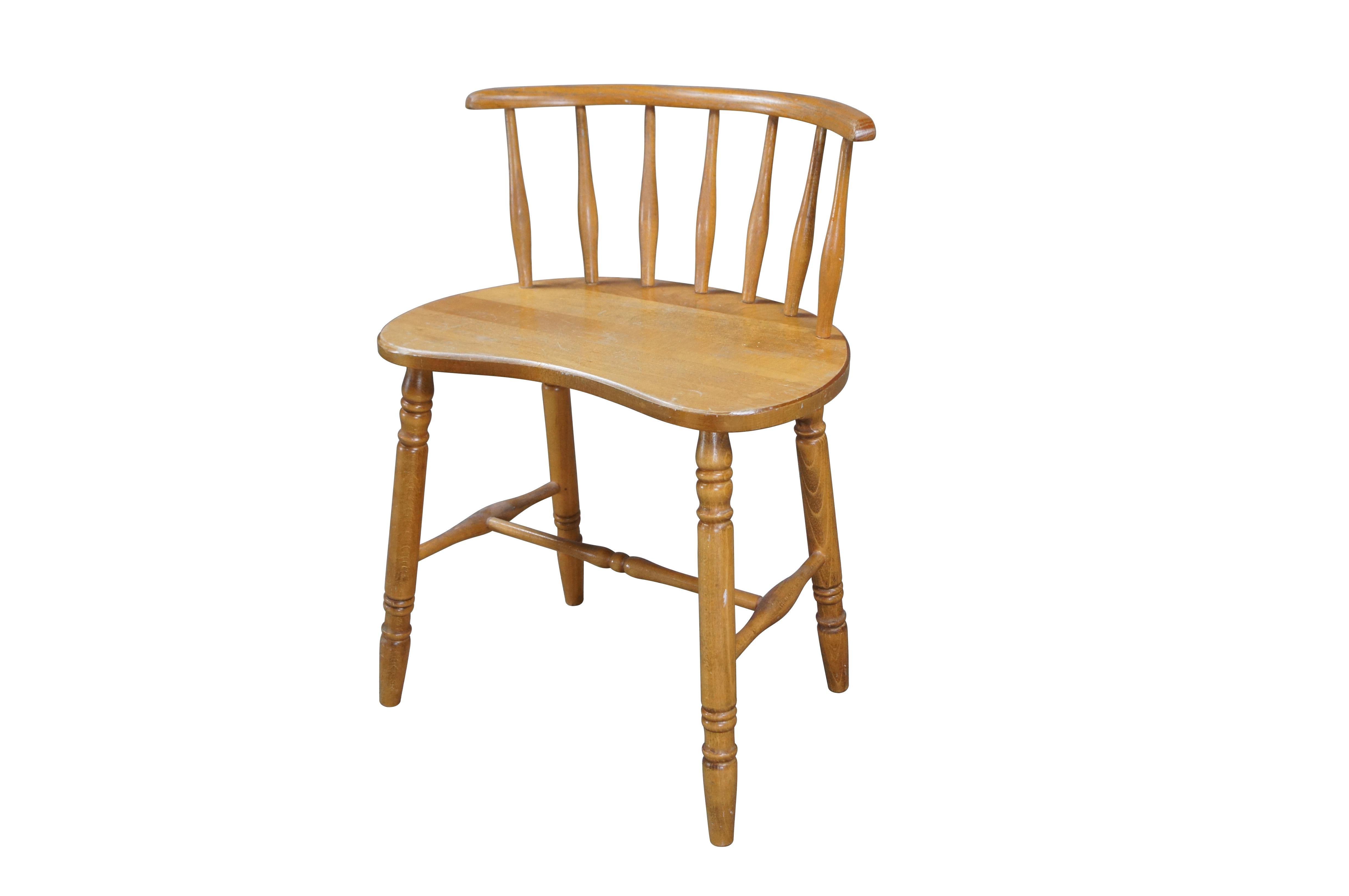 American Classical Mid Century Kidney Bean Walnut Spindle Back Vanity Chair Stool Bench Seat