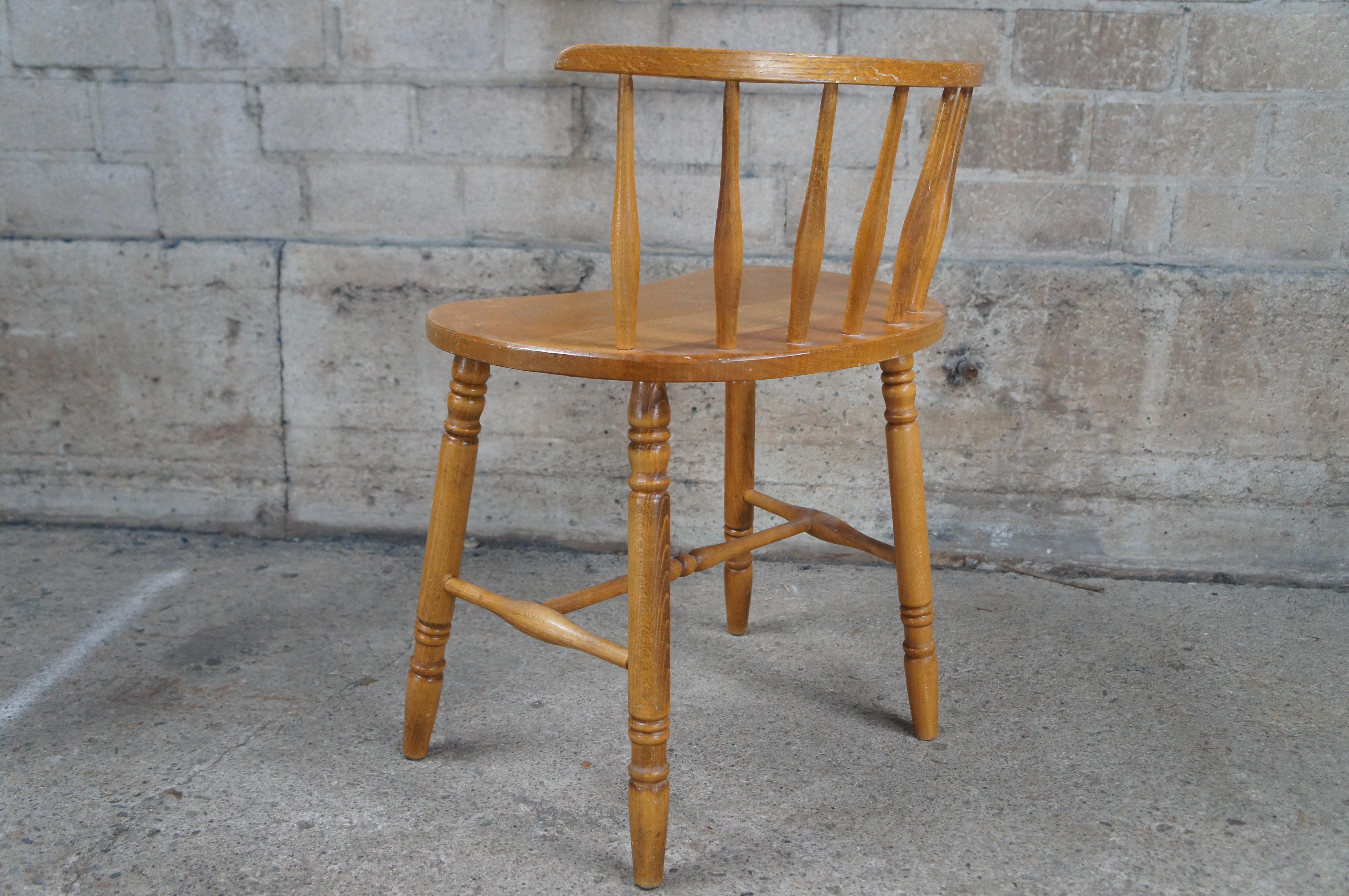 Mid Century Kidney Bean Walnut Spindle Back Vanity Chair Stool Bench Seat 1