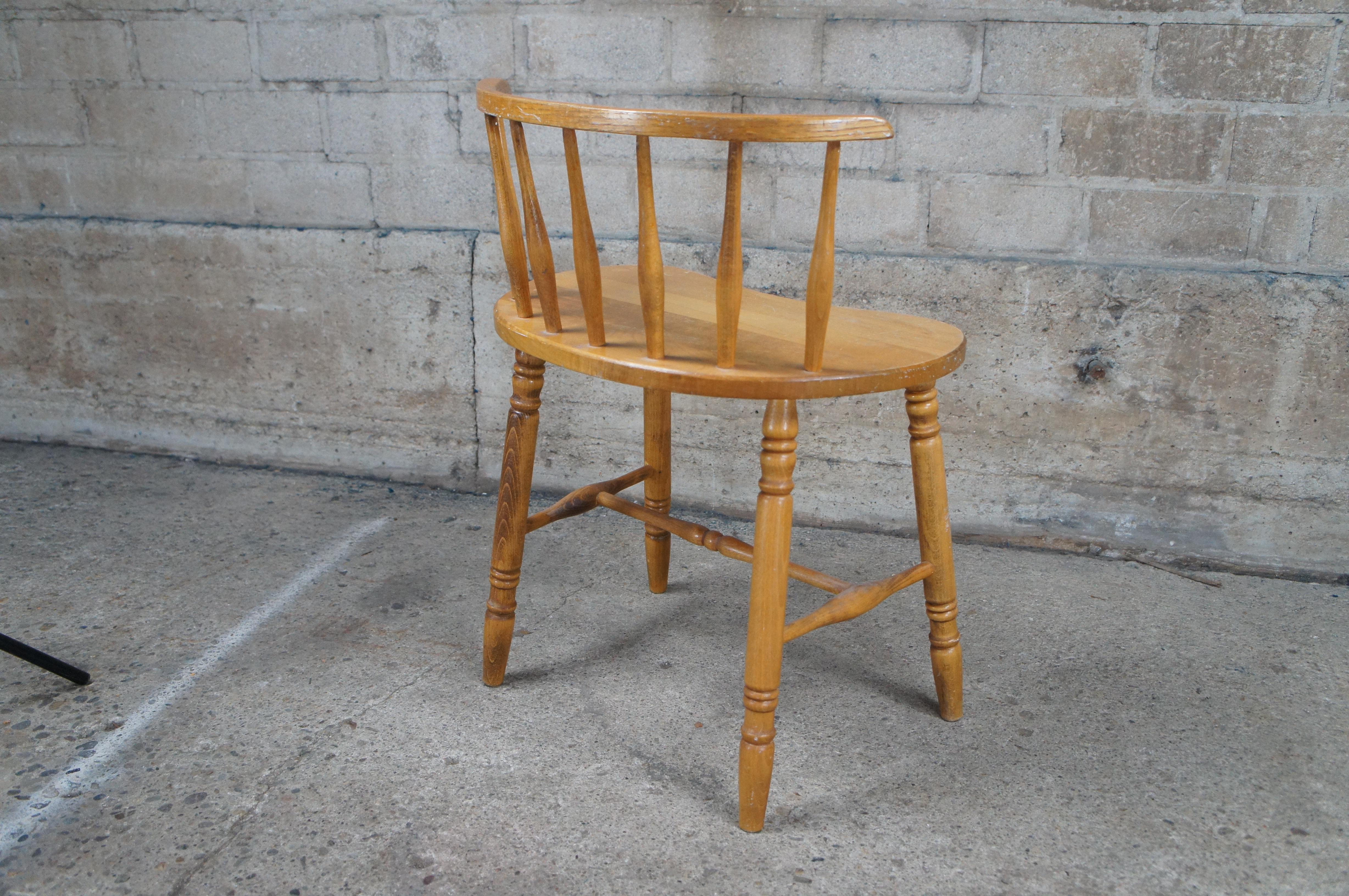 Mid Century Kidney Bean Walnut Spindle Back Vanity Chair Stool Bench Seat 3