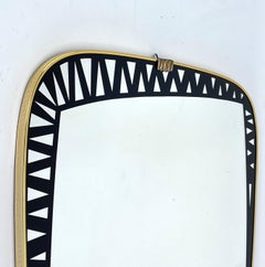 MID-CENTURY kidney mirror black gold wall mirrorr, 1950s
