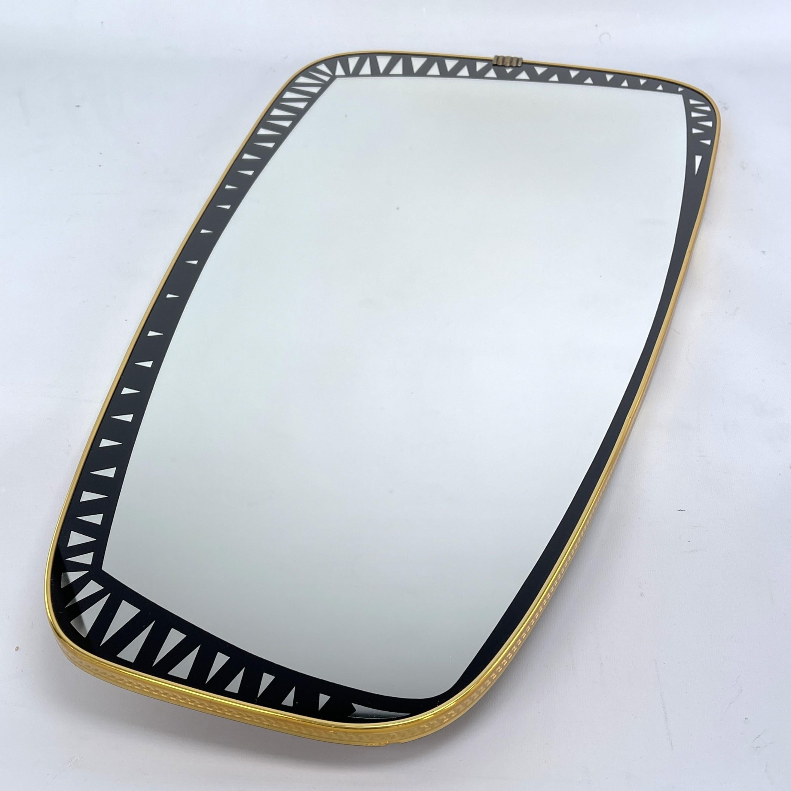 Mid-Century Modern MID-CENTURY kidney mirror black gold wall mirrorr, 1950s For Sale