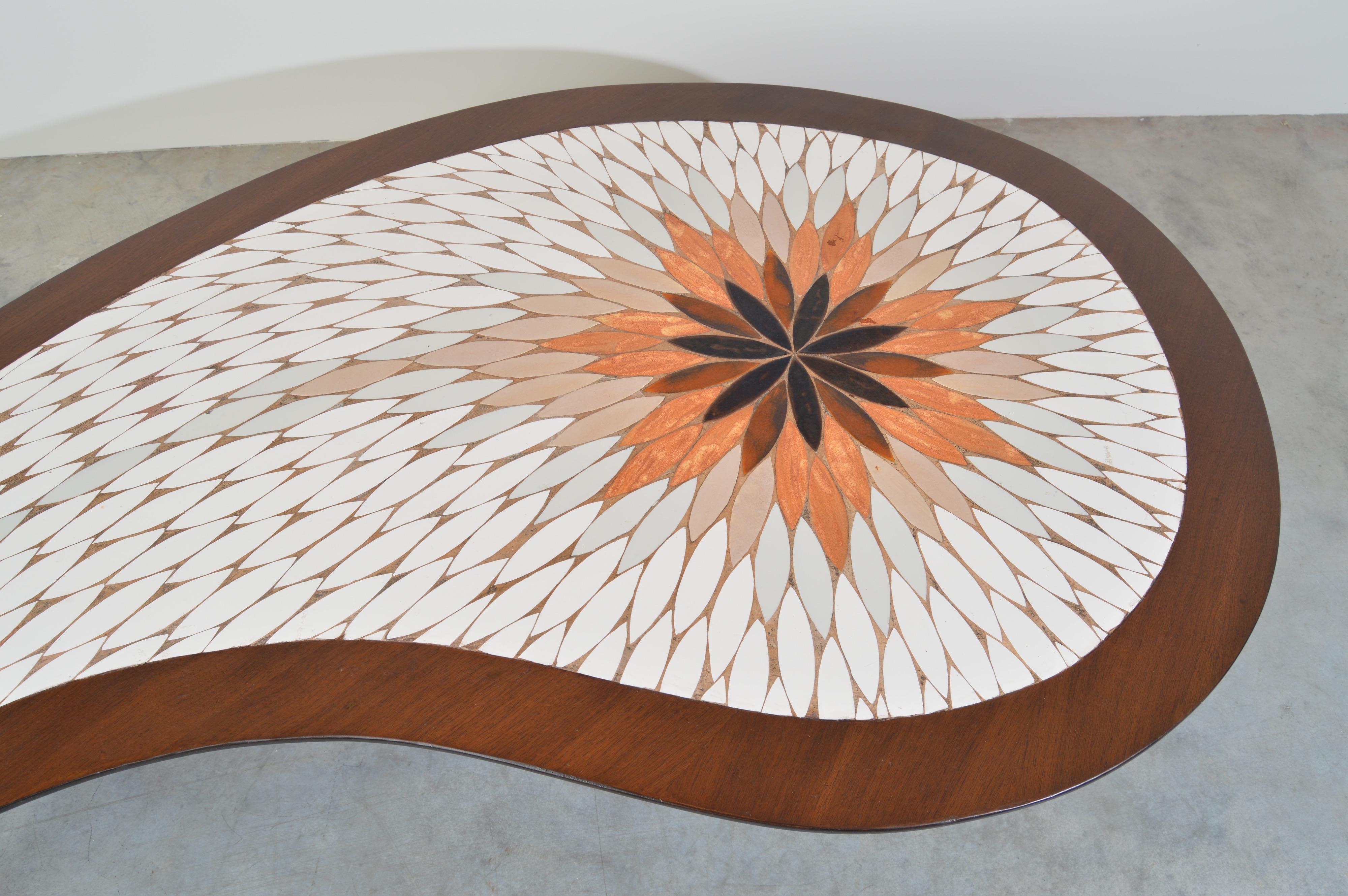 Mid-Century Modern Midcentury Kidney Shaped Mosaic Coffee Table by Hohenberg Originals