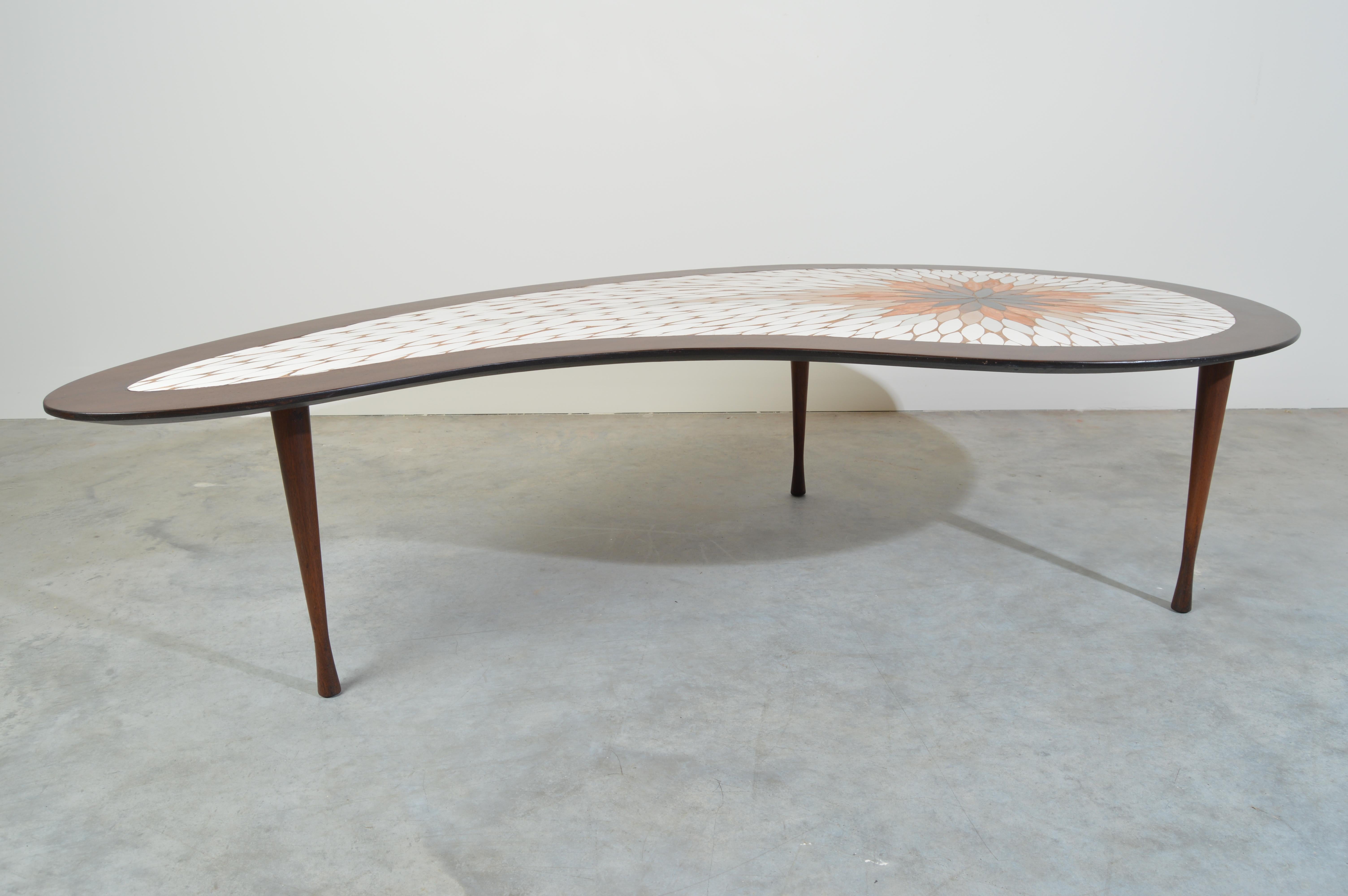 Mid-20th Century Midcentury Kidney Shaped Mosaic Coffee Table by Hohenberg Originals