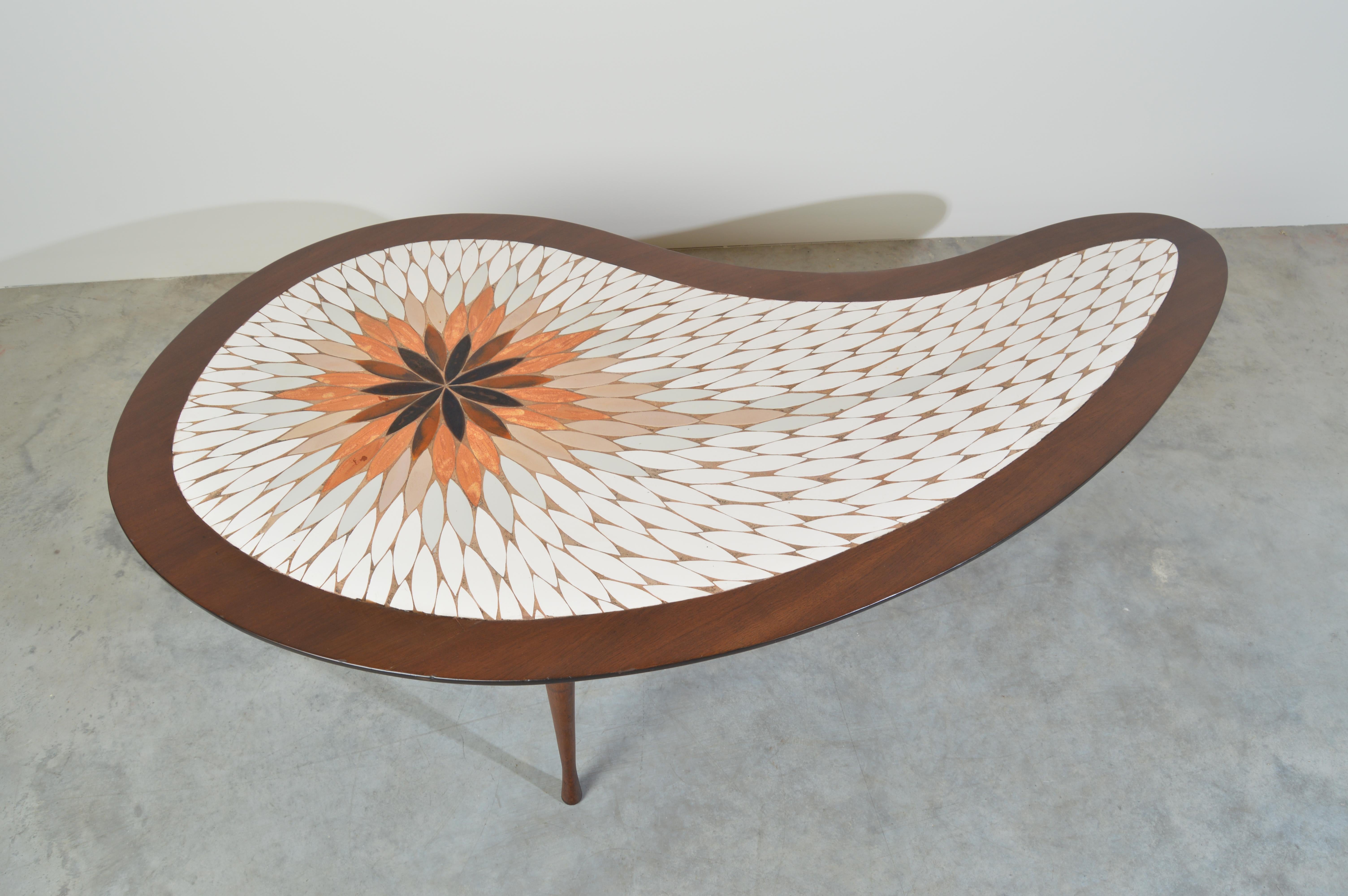 Porcelain Midcentury Kidney Shaped Mosaic Coffee Table by Hohenberg Originals