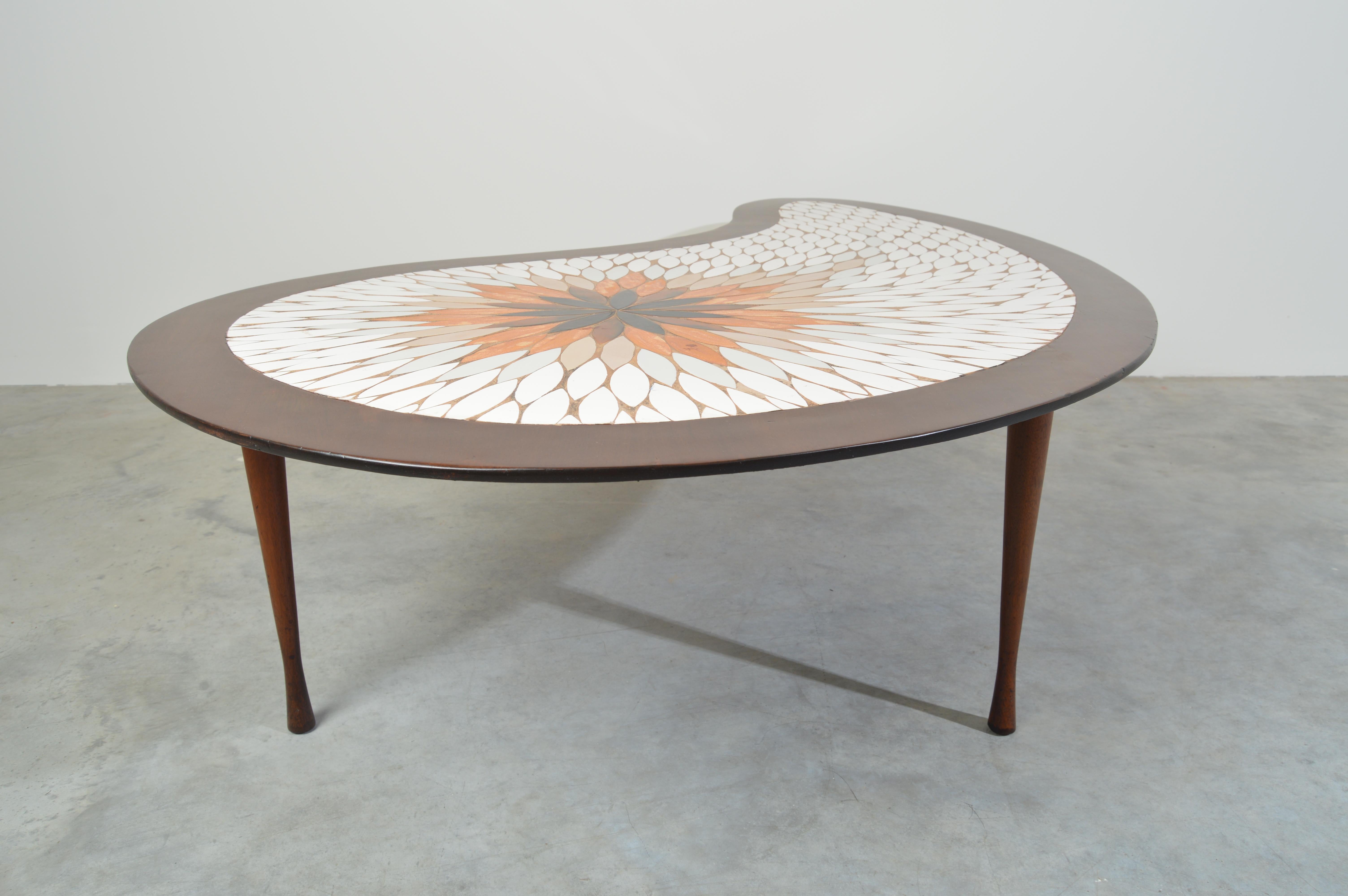 Midcentury Kidney Shaped Mosaic Coffee Table by Hohenberg Originals 2