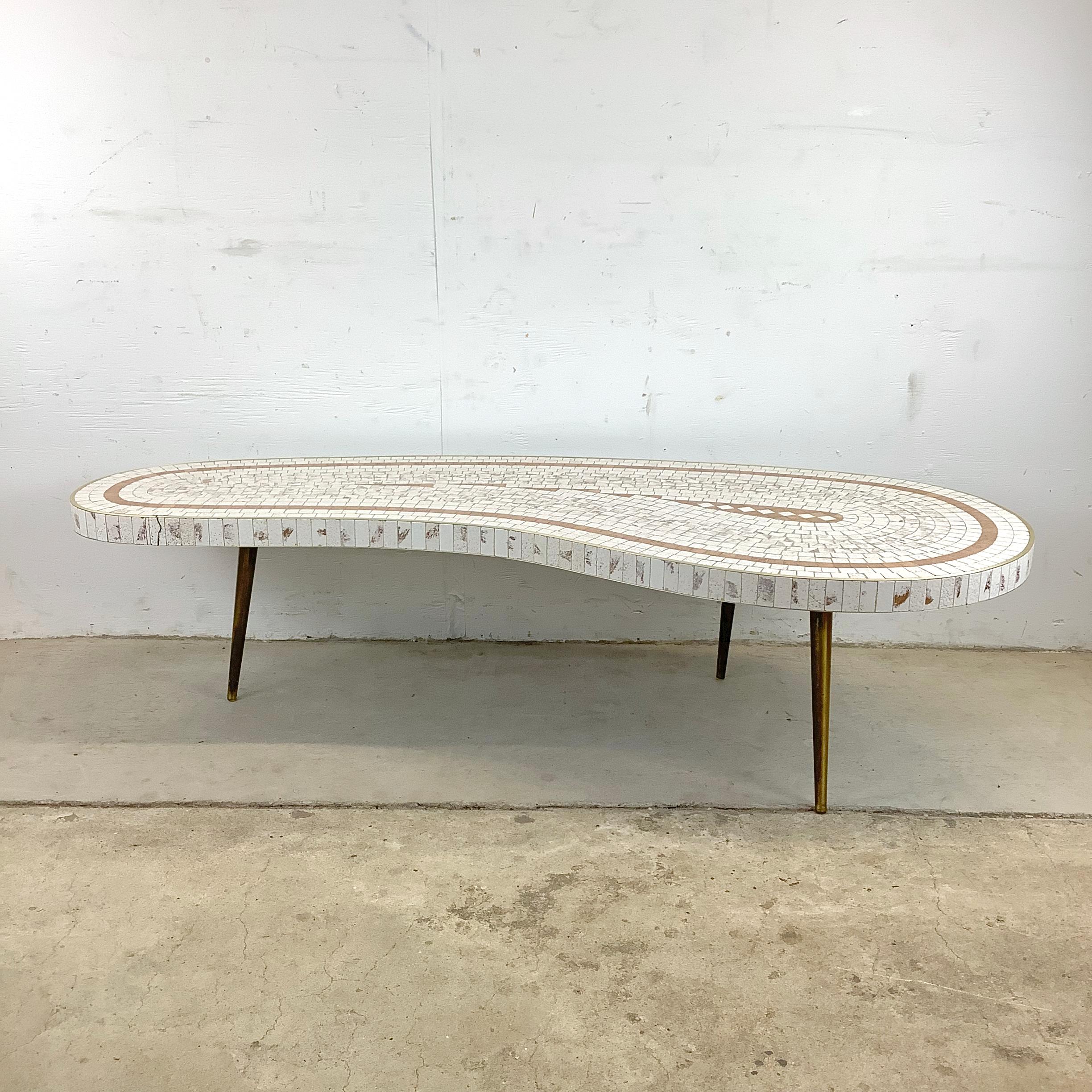Mid-Century Kidney Shaped Mosaic Tile Coffee Table 10