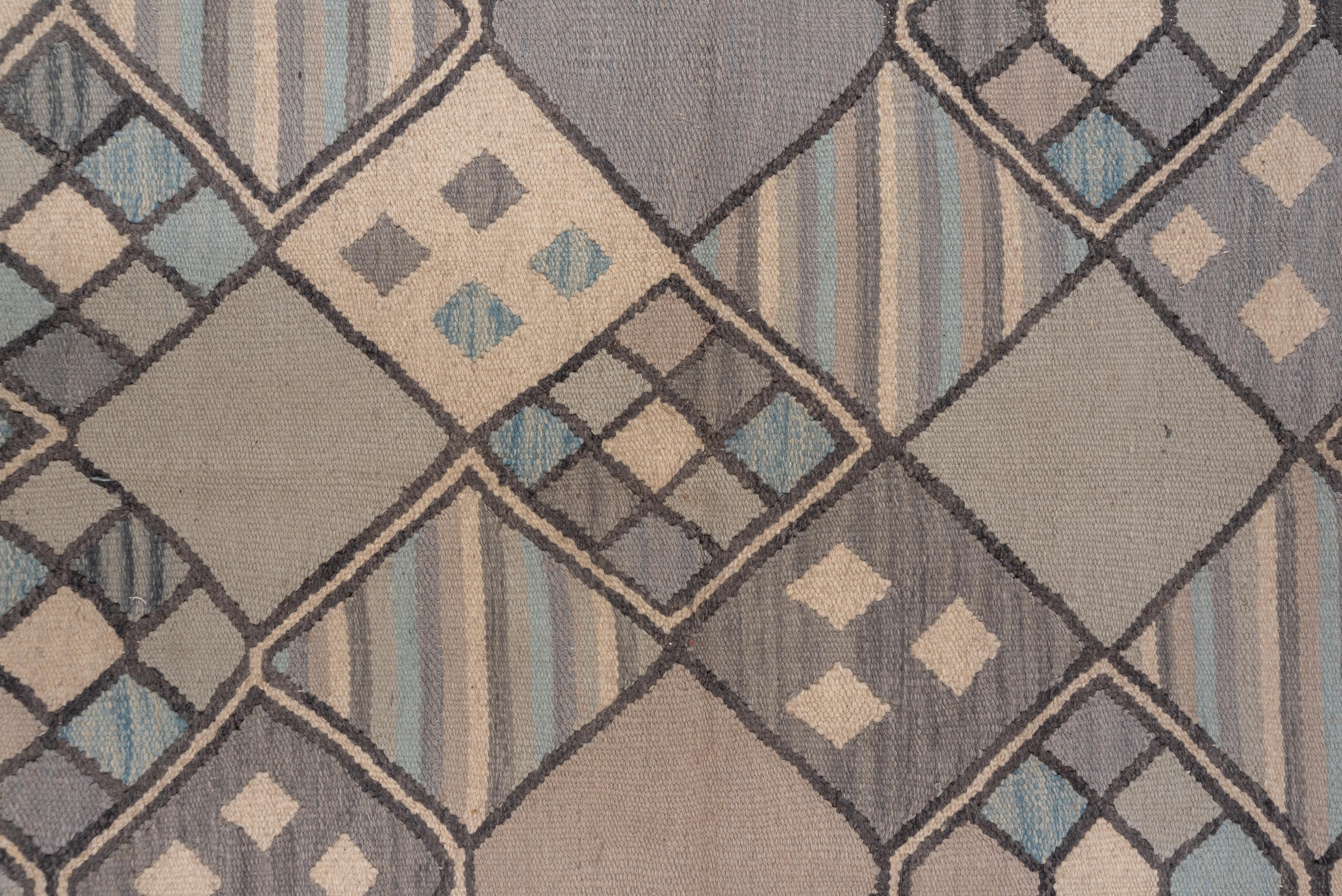 Mid-20th Century Mid Century Kilim in Muted Pastels and Oat Colors For Sale