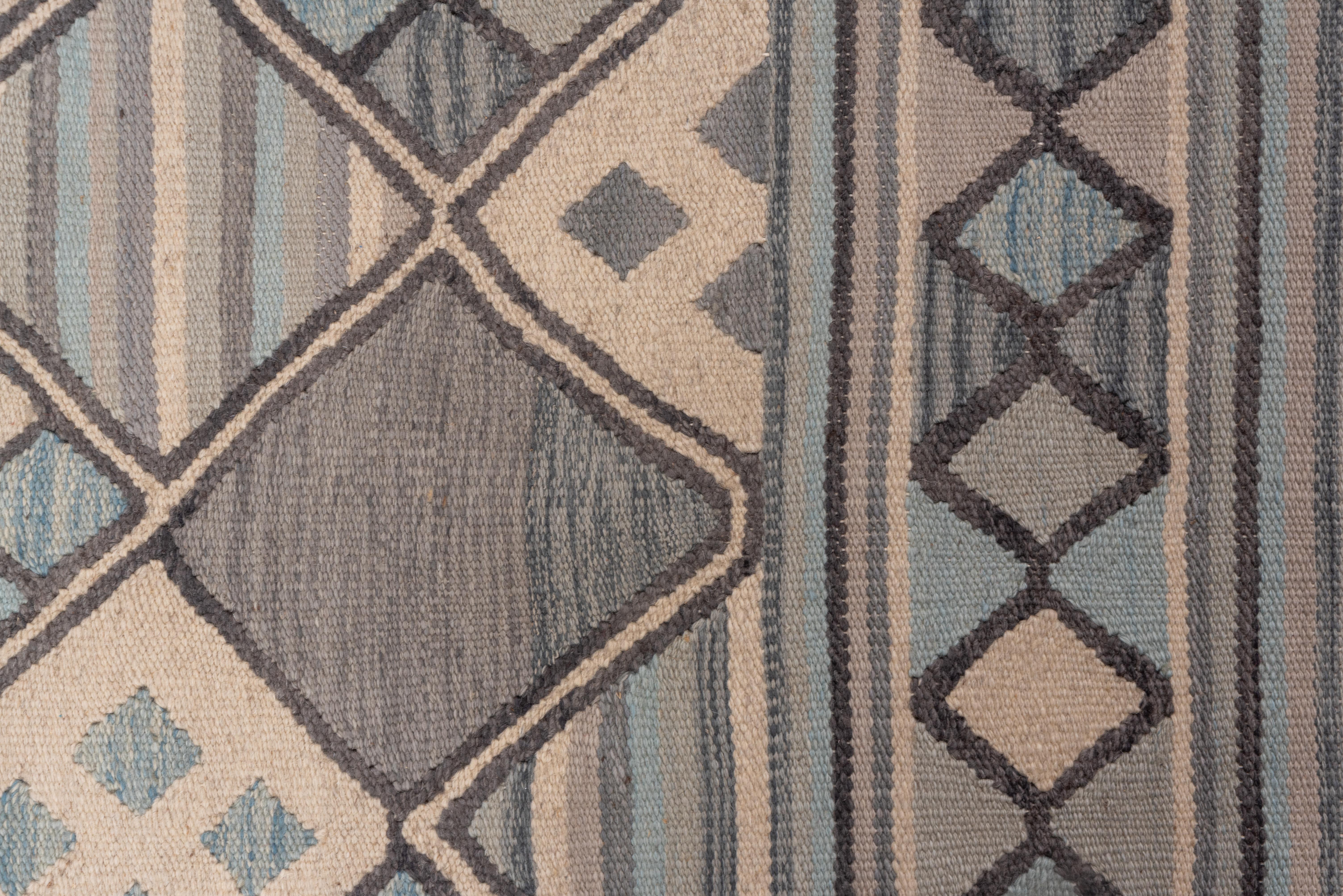 Mid Century Kilim in Muted Pastels and Oat Colors For Sale 2