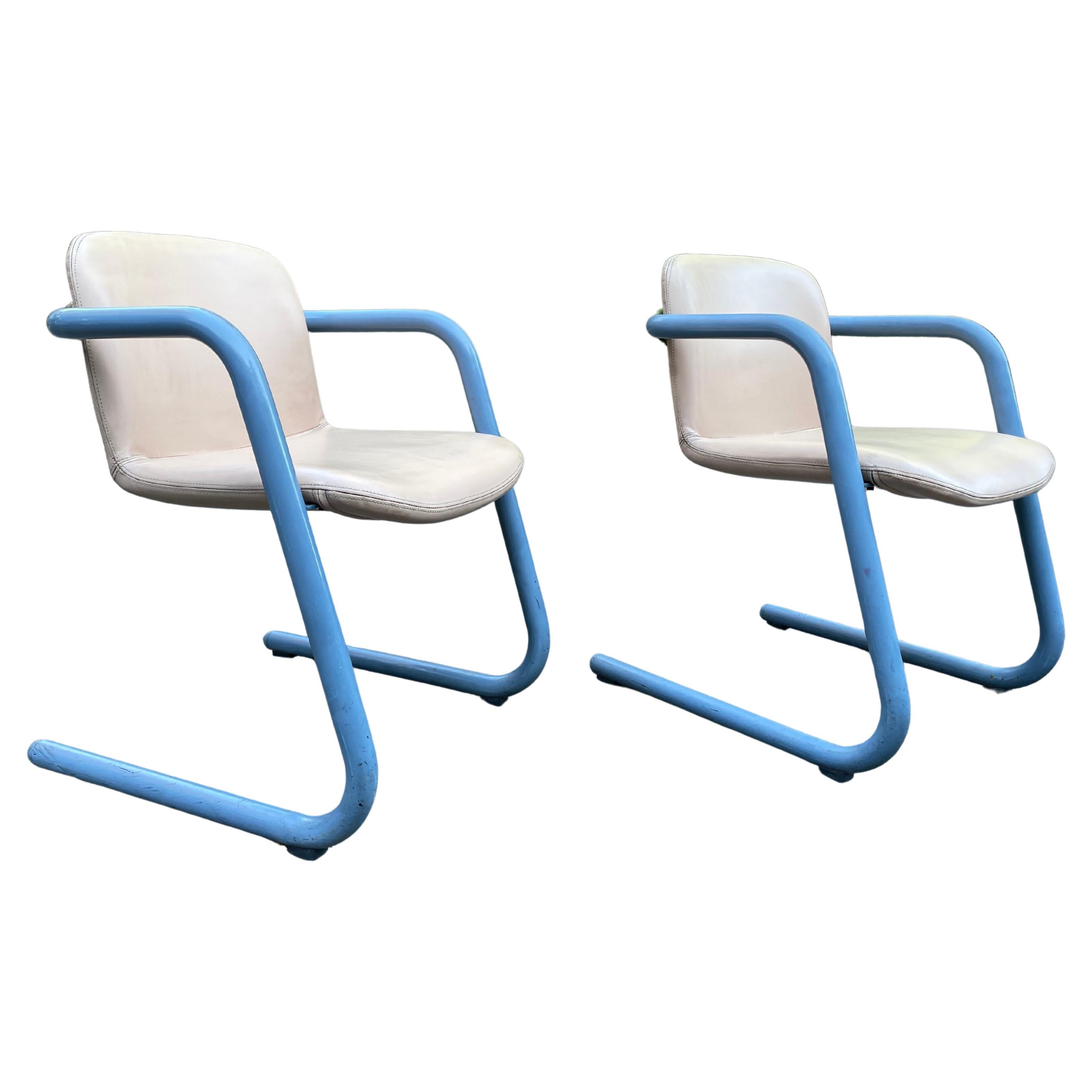 Set of 2 Vintage Kinetics Blue & Tan 100/300 Chairs, circa 1970’s in good condition. Designed by Philip Salmon and Hugh Hamilton for Kinetics.

Really cool. Price is for the pair.

Good vintage condition with minor flaws as expected with age. See