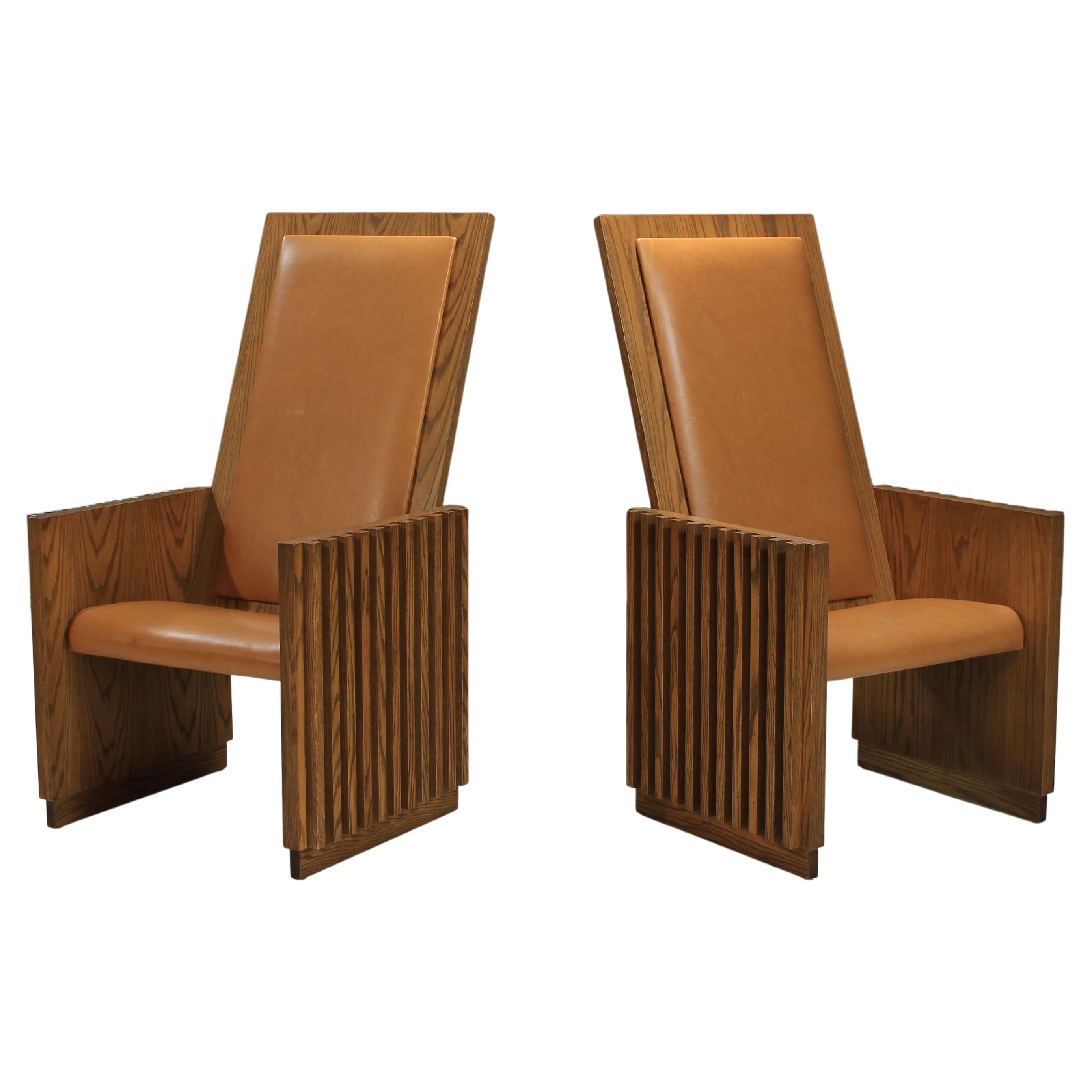 Mid Century Modern Club Chairs in Oak For Sale