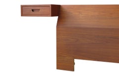 Mid-century King Headboard in American Walnut with Integrated Nightstands