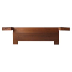 Mid-century King Headboard in American Walnut with Integrated Nightstands