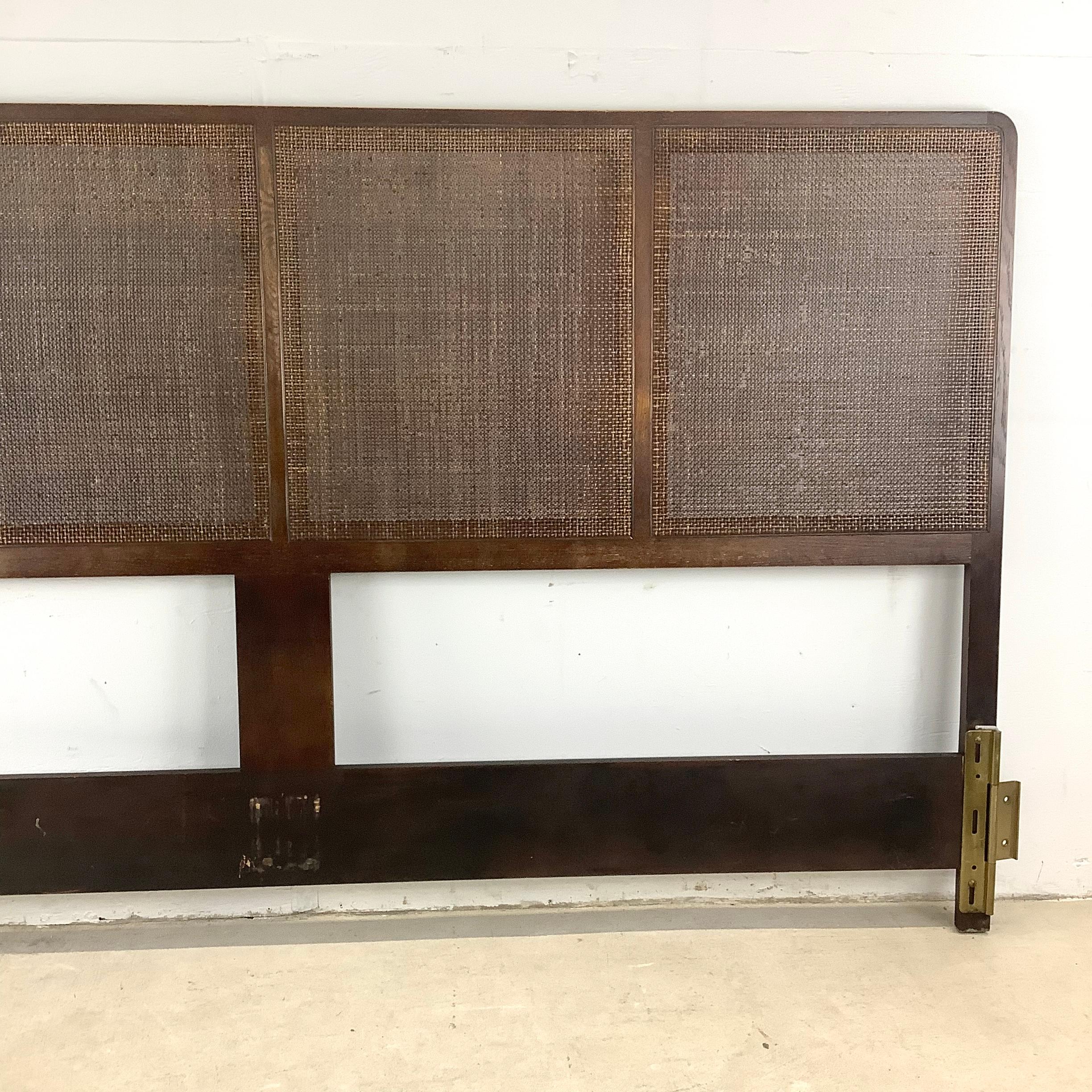 Mid-Century Modern Mid-Century King Size Cane Front Headboard For Sale