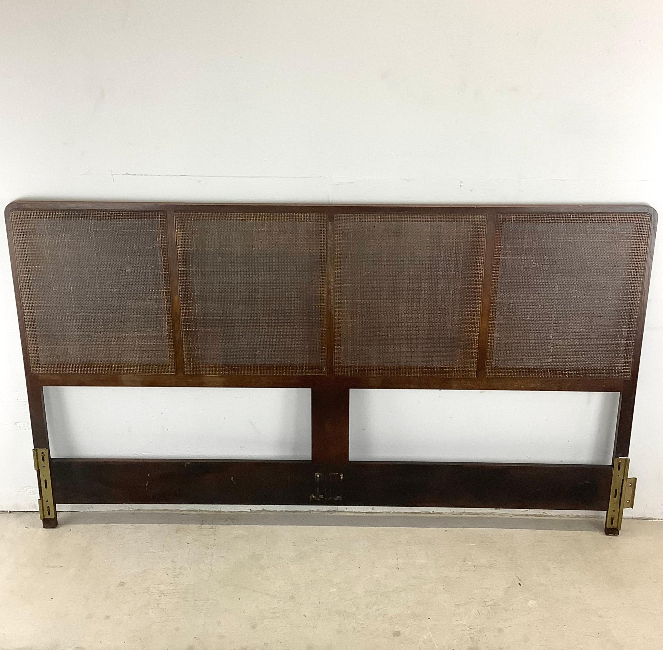 Unknown Mid-Century King Size Cane Front Headboard For Sale