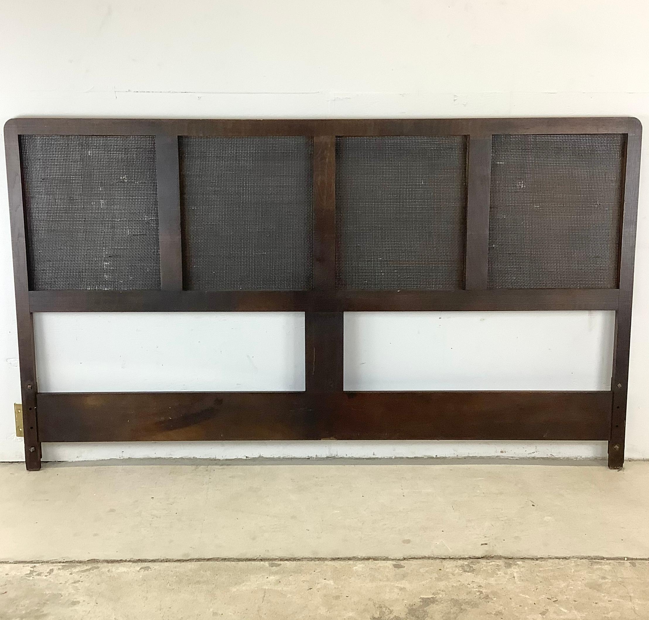 Mid-Century King Size Cane Front Headboard In Good Condition For Sale In Trenton, NJ