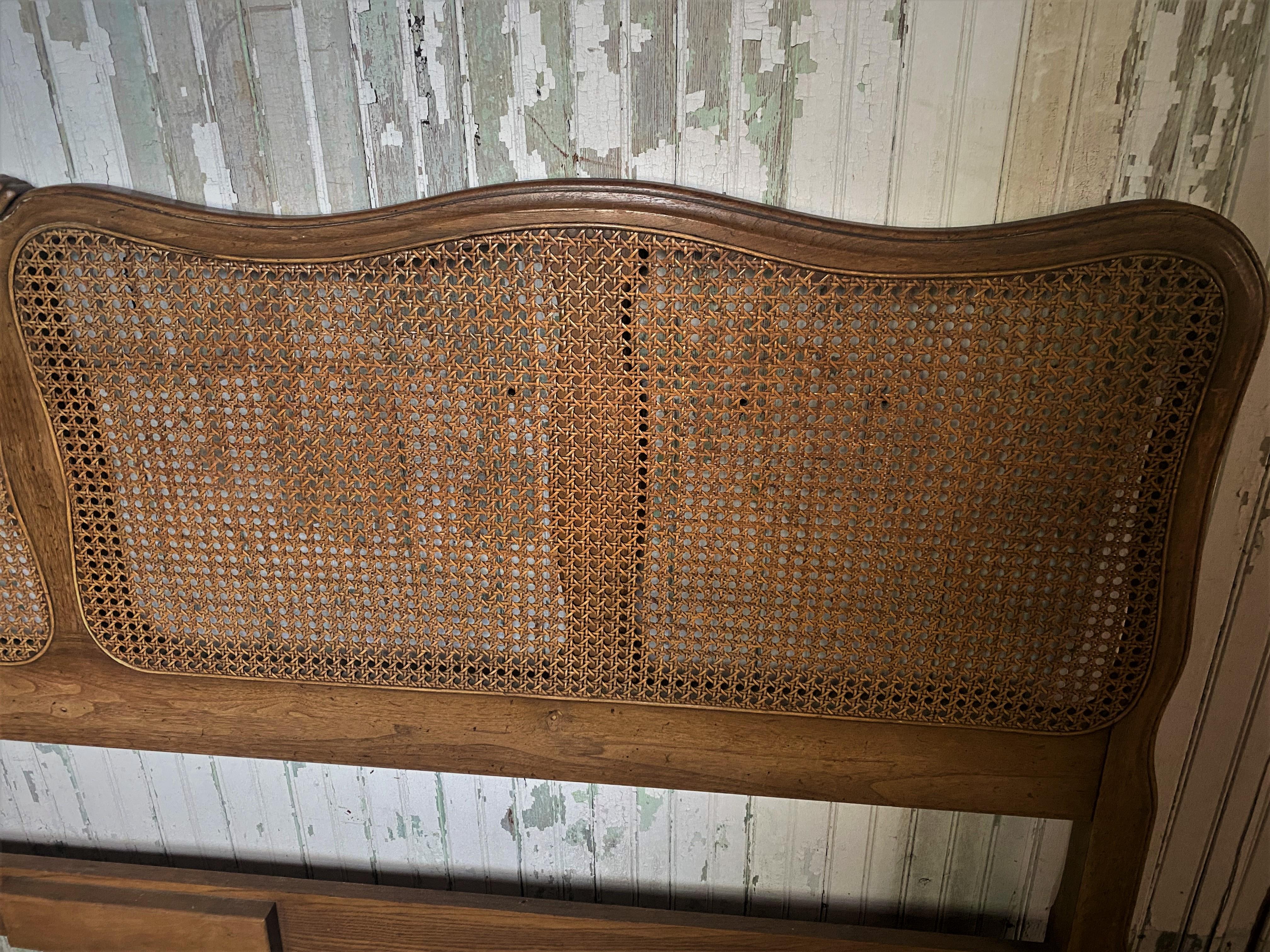 Rattan Mid Century King Size Caned Headboard Bed Hollywood Frame Davis Cabinet Company