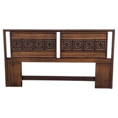Mid-Century King Sized Headboard, Brutalist, Walnut, Bedroom, MCM c. 1960s
