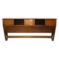 Mid Century King Sized Walnut Headboard with Storage by Dixie