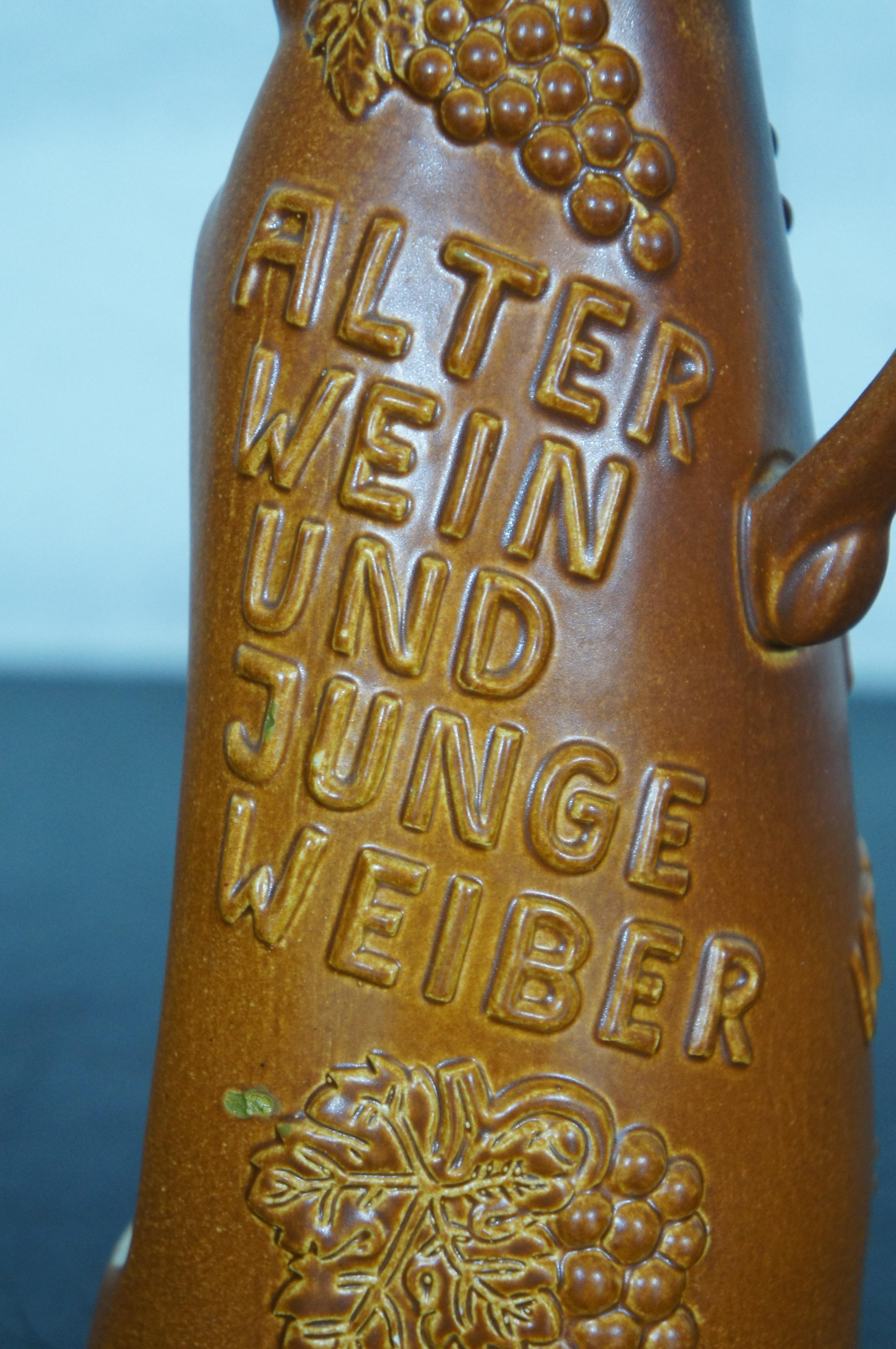 Métal Mid Century King Stoneware Wine Witch Nude German Lidded Beer Stein Carafe 10