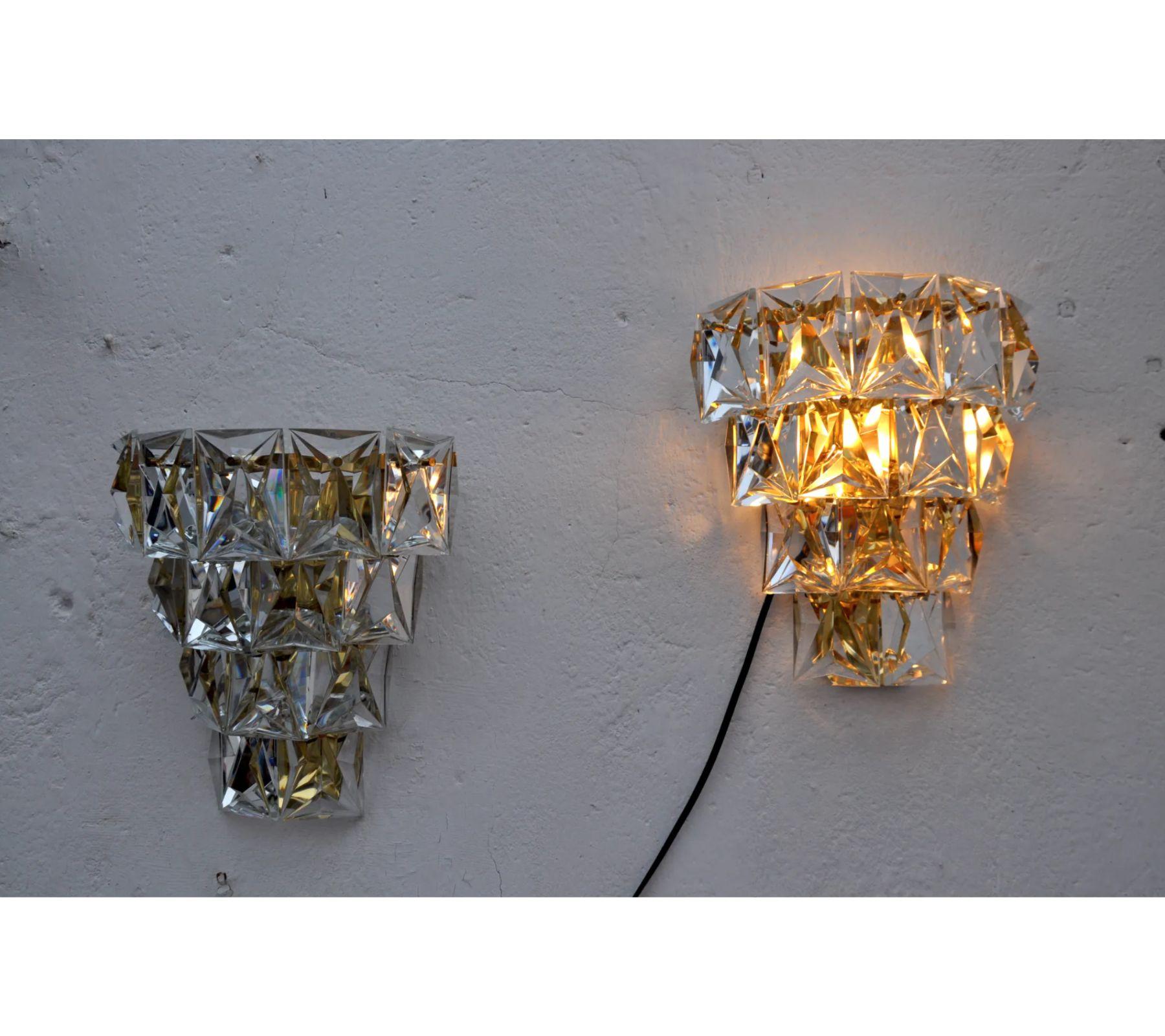Mid-Century Kinkeldey Crystal Sconces - a Pair In Good Condition For Sale In BARCELONA, ES