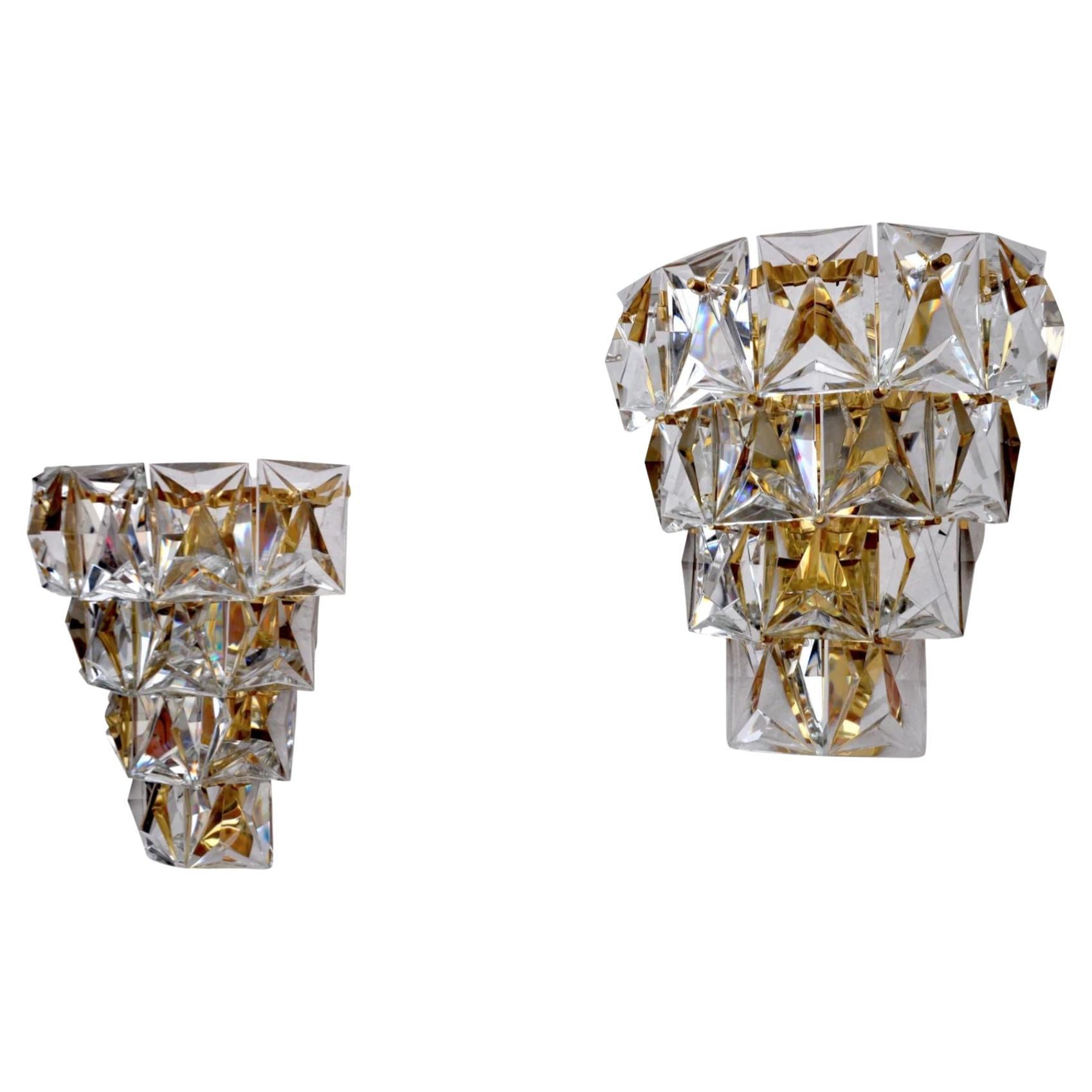 Kinkeldey-Kristall-Wandleuchter aus der Jahrhundertmitte, ein Paar