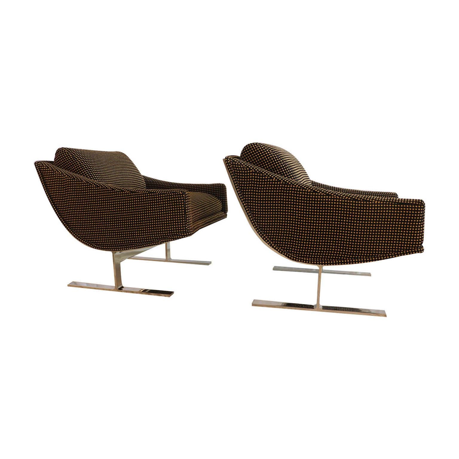 Midcentury Kipp Stewart “Arc Lounge Chairs” for Directional For Sale 2