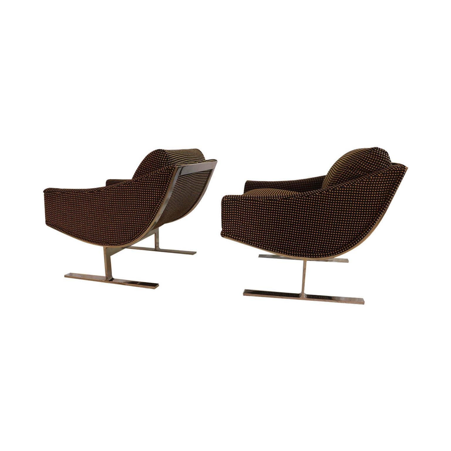 Mid-Century Modern Midcentury Kipp Stewart “Arc Lounge Chairs” for Directional For Sale