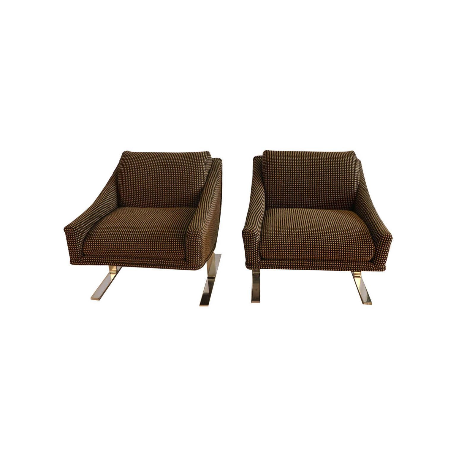 Polished Midcentury Kipp Stewart “Arc Lounge Chairs” for Directional For Sale