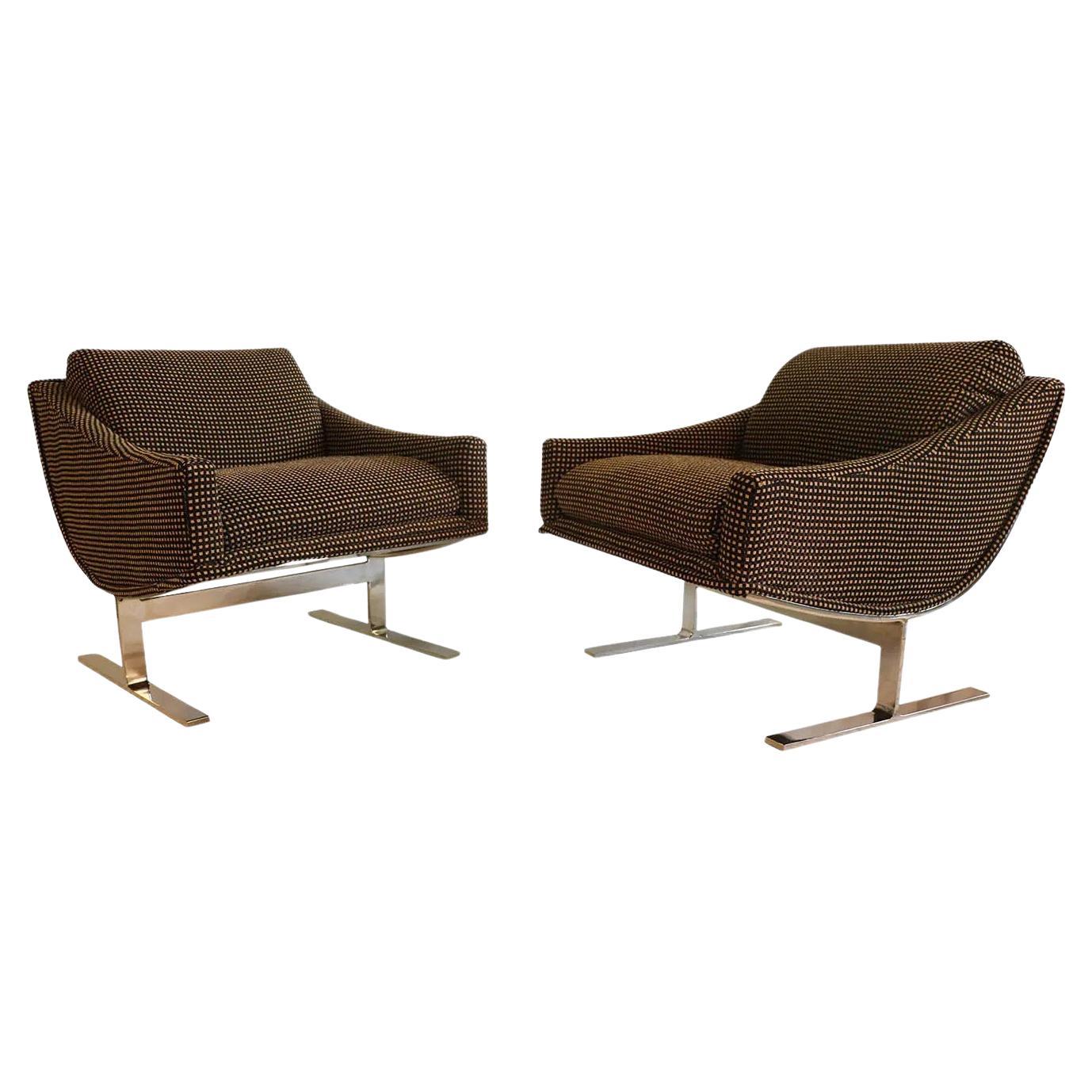 Mid Century Kipp Stewart “Arc Lounge Chairs” for Directional For Sale