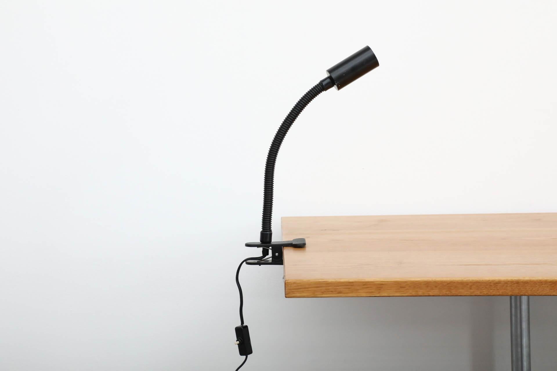 Dutch Mid-Century Kisho Kurokawa Inspired Black Gooseneck Clamp-On Light For Sale