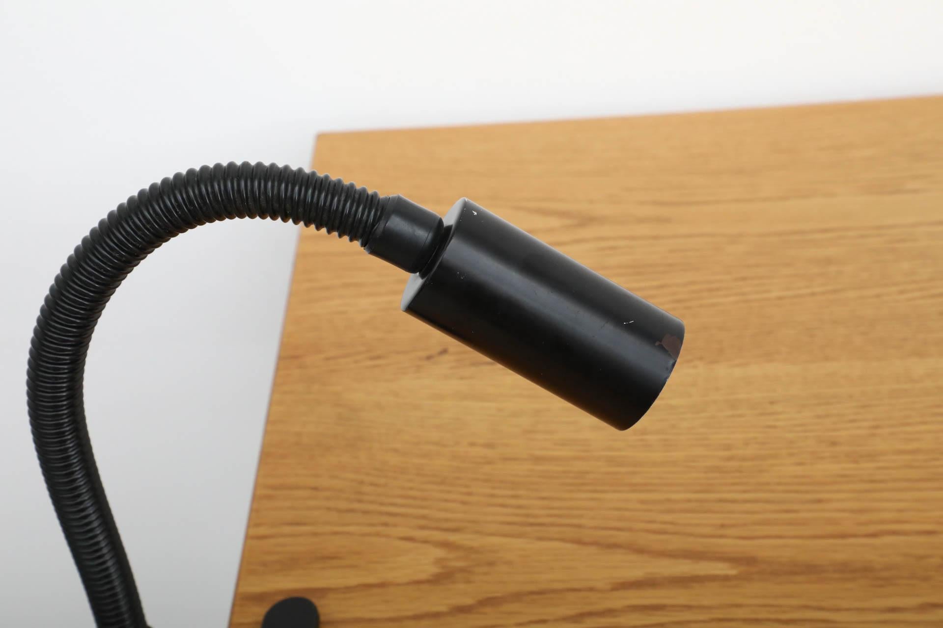 Mid-Century Kisho Kurokawa Inspired Black Gooseneck Clamp-On Light For Sale 1