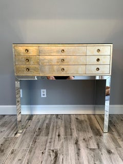 Mid Century Kittinger Gold Leaf Chest of Drawers on Antiqued Mirror Base, 1950s